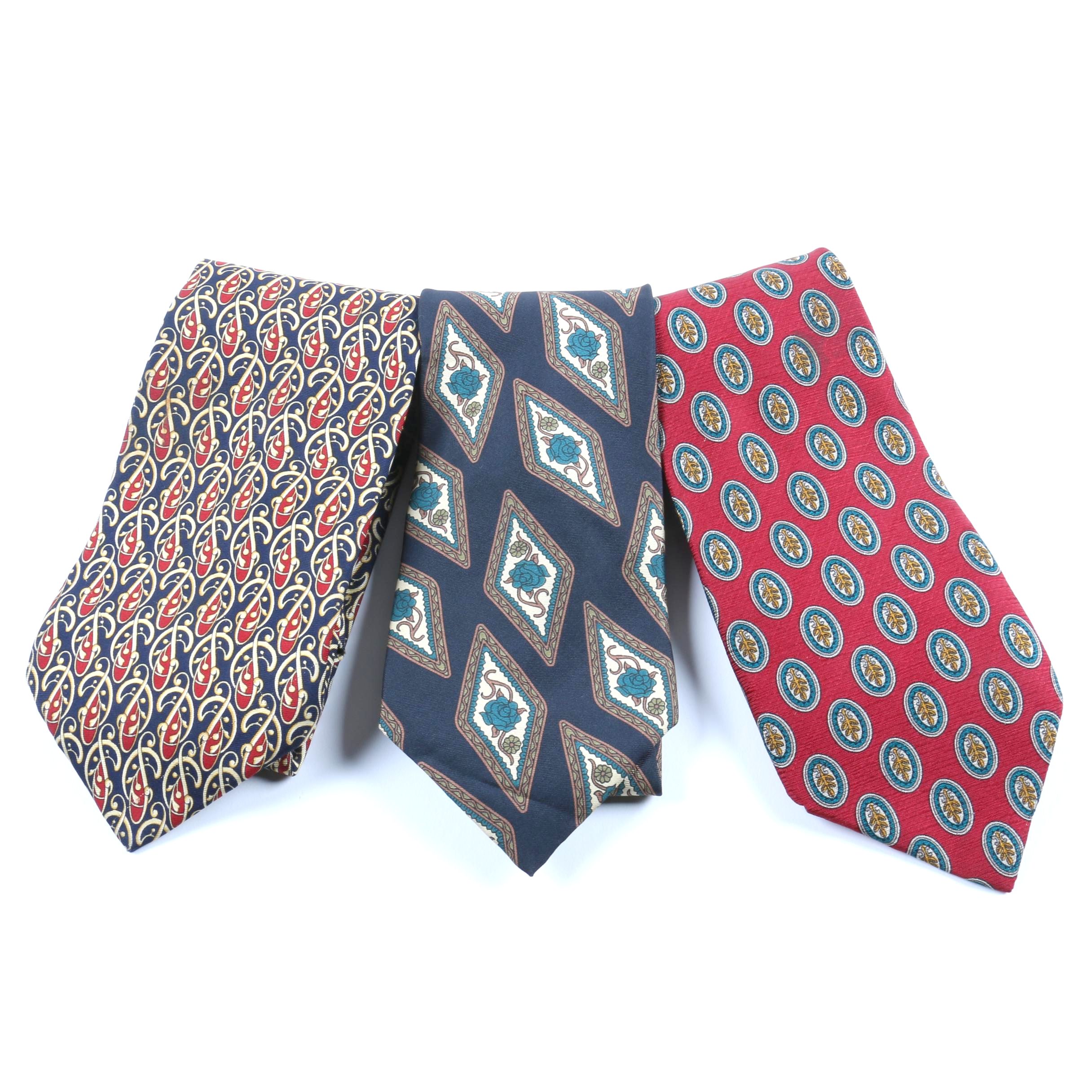 Designer Silk Neckties Including Valentino