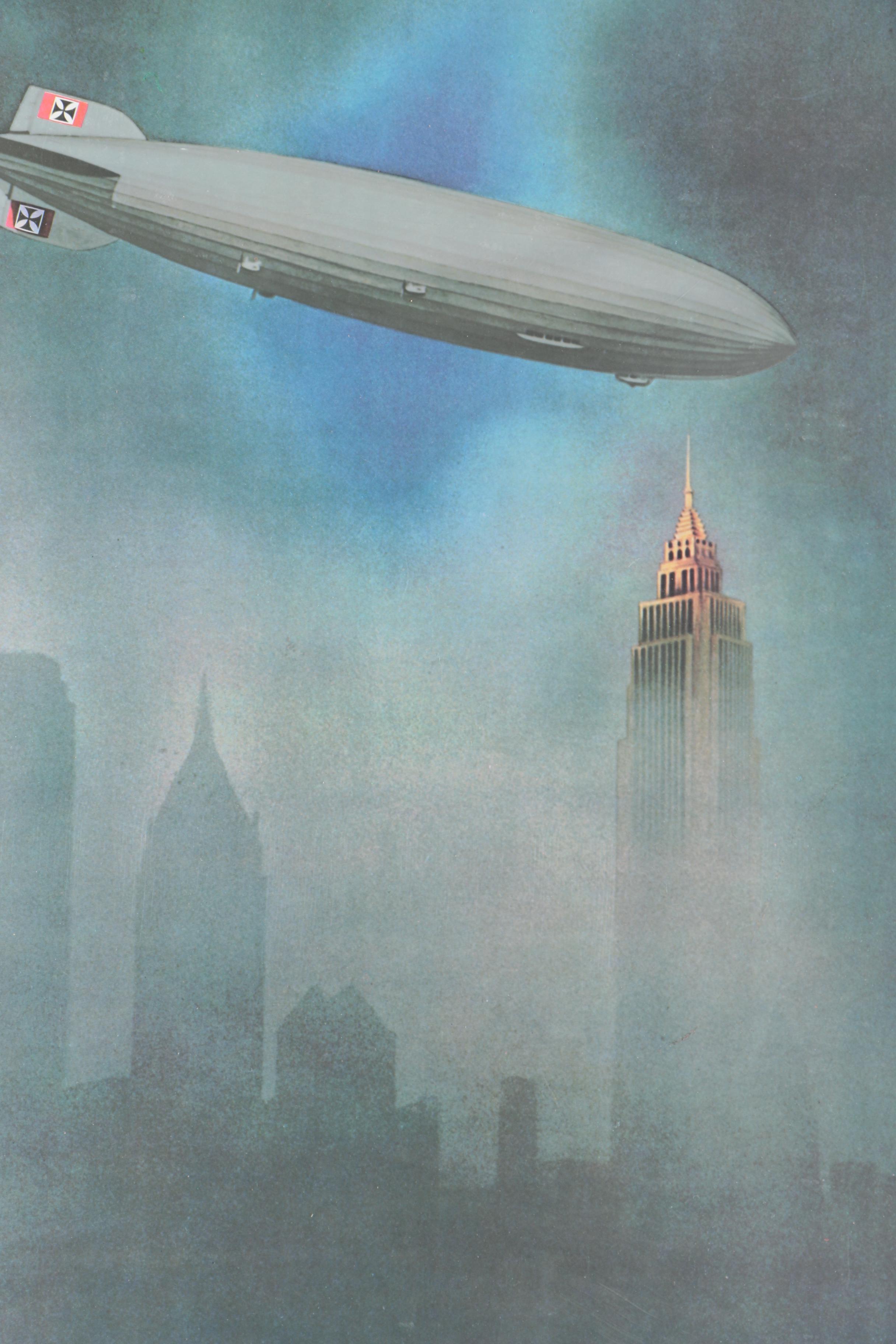 Framed Reproduction German-Language Zeppelin Poster