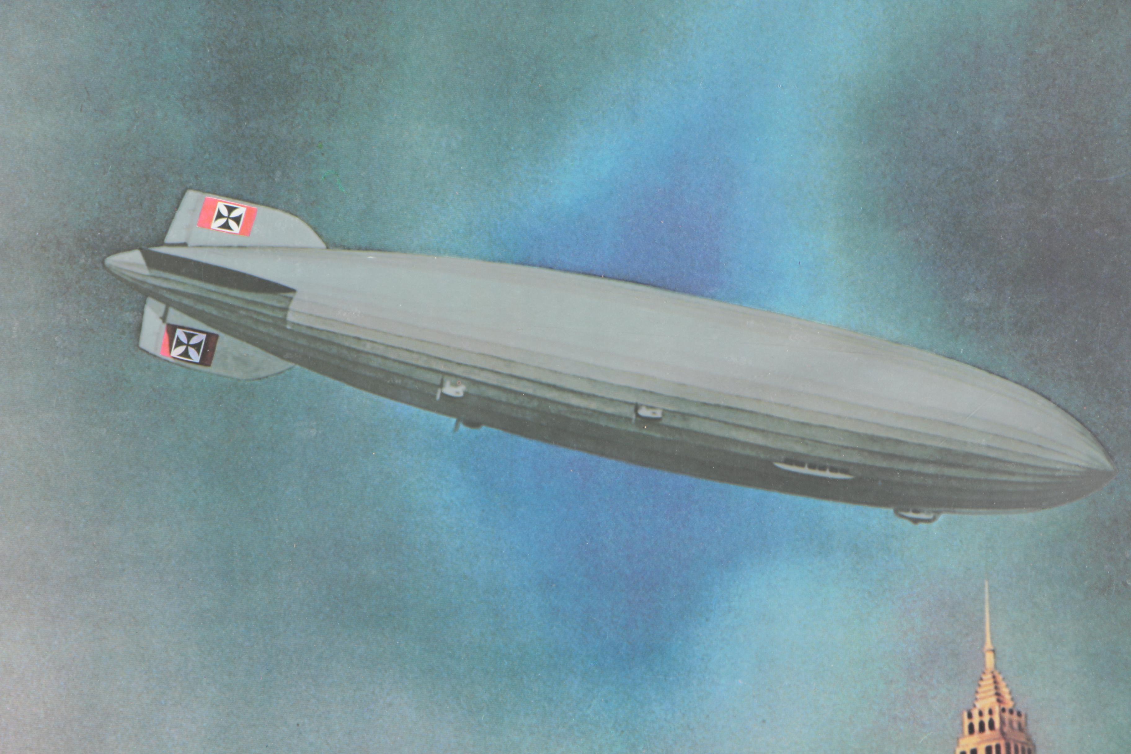 Framed Reproduction German-Language Zeppelin Poster