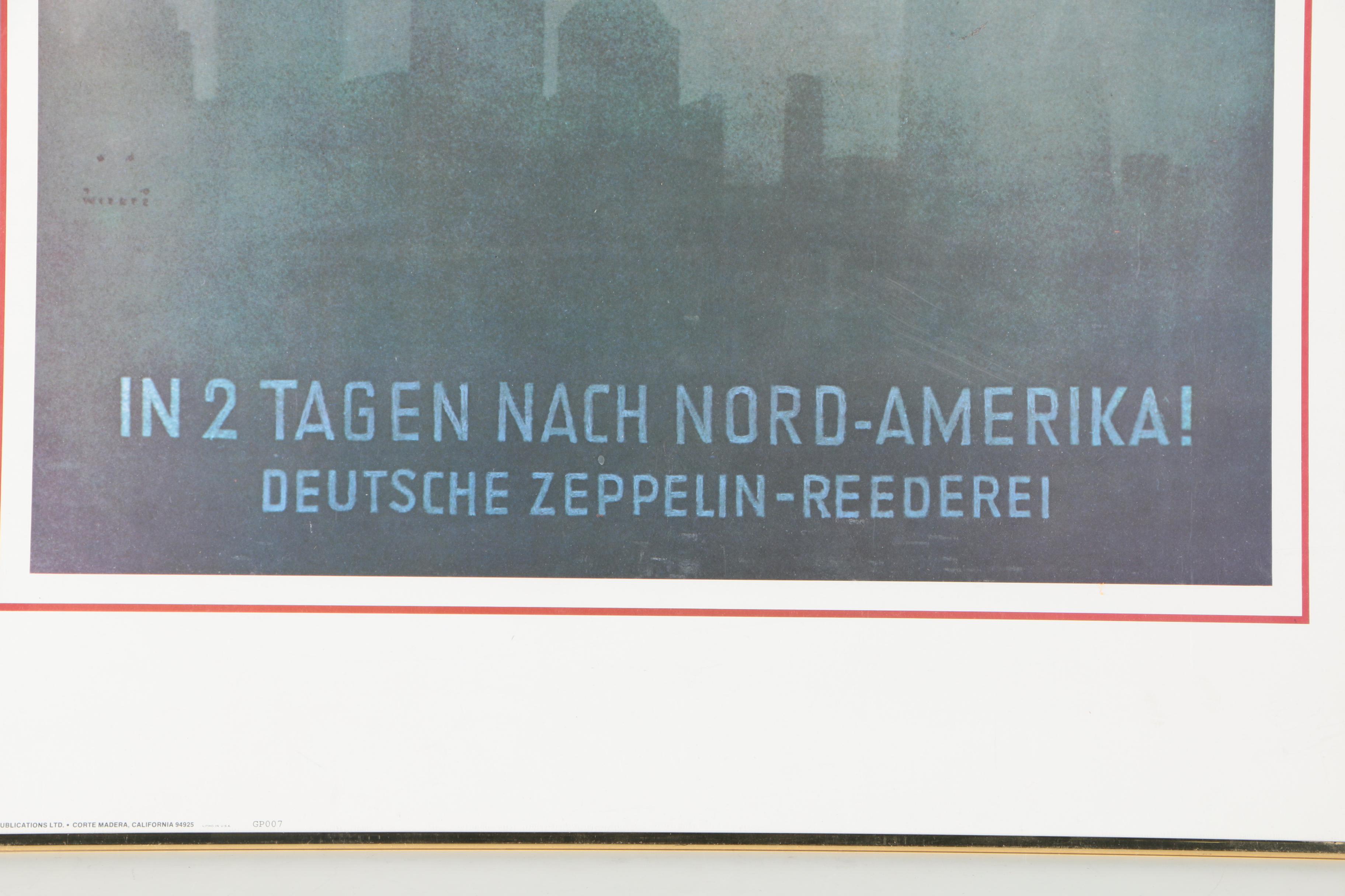 Framed Reproduction German-Language Zeppelin Poster