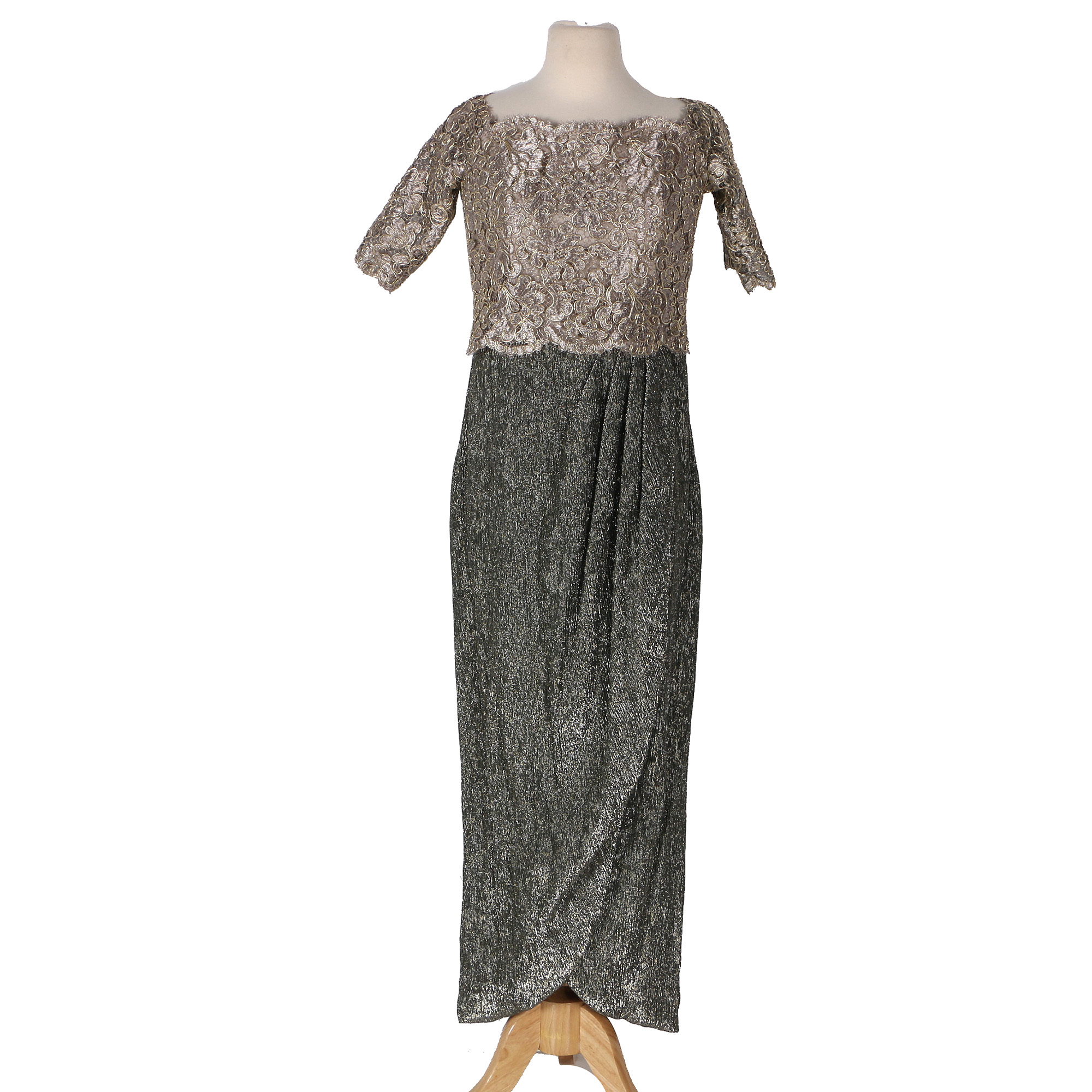 Vintage Victor Costa Metallic Off-the-Shoulder Gown