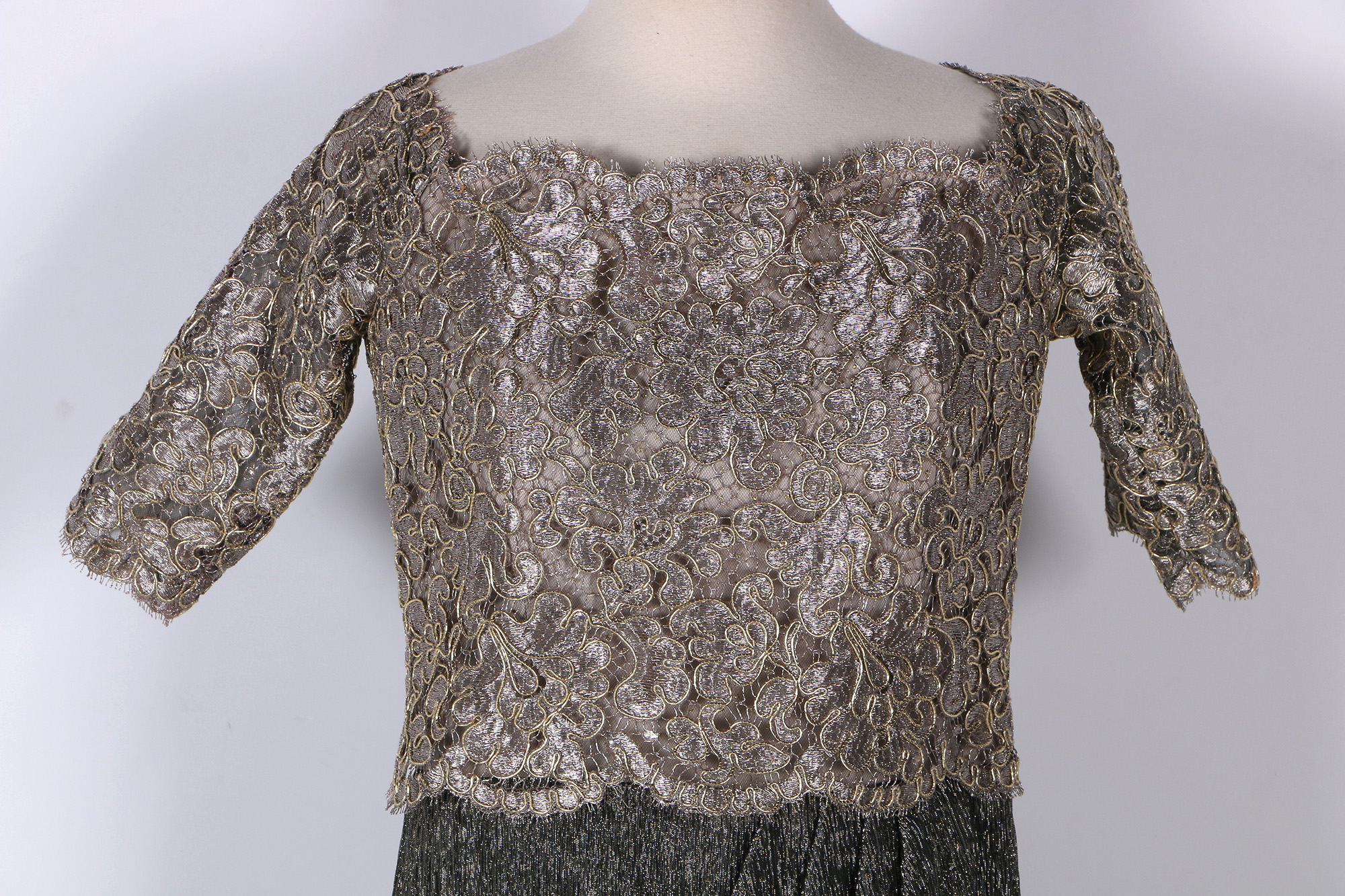 Vintage Victor Costa Metallic Off-the-Shoulder Gown