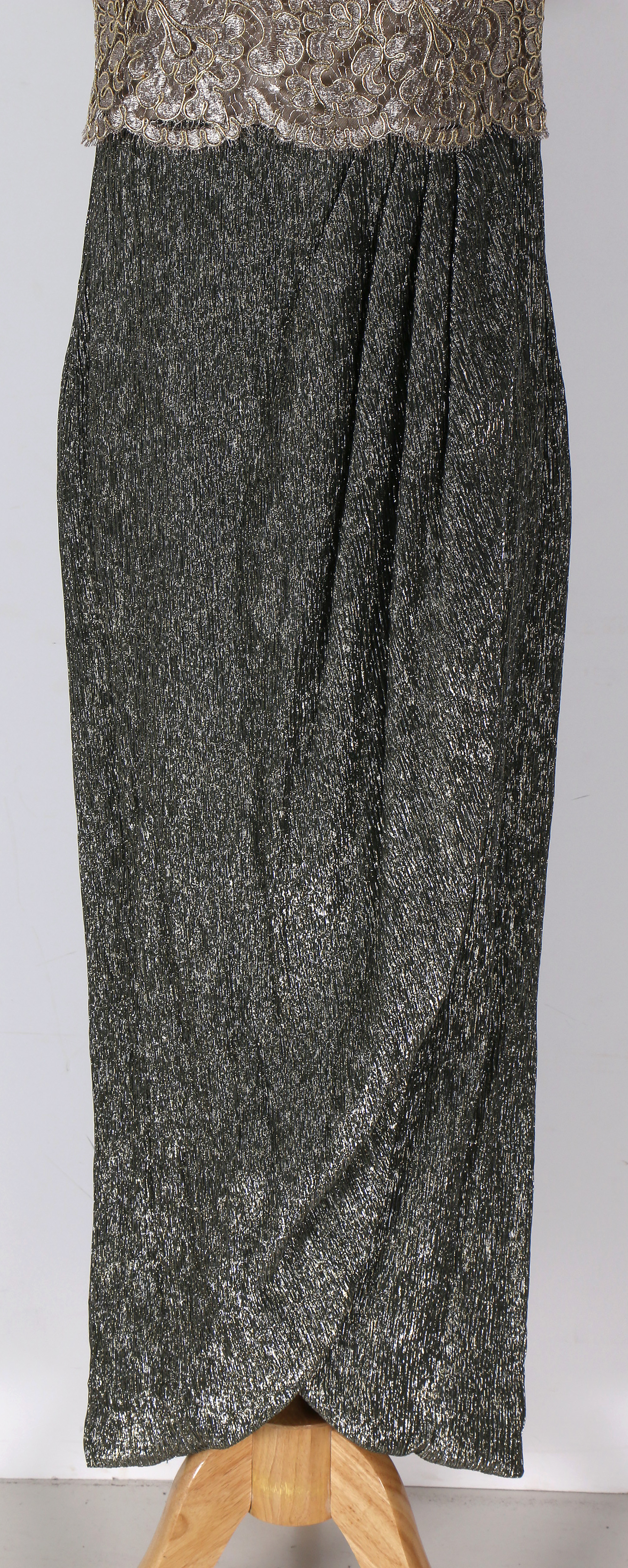 Vintage Victor Costa Metallic Off-the-Shoulder Gown