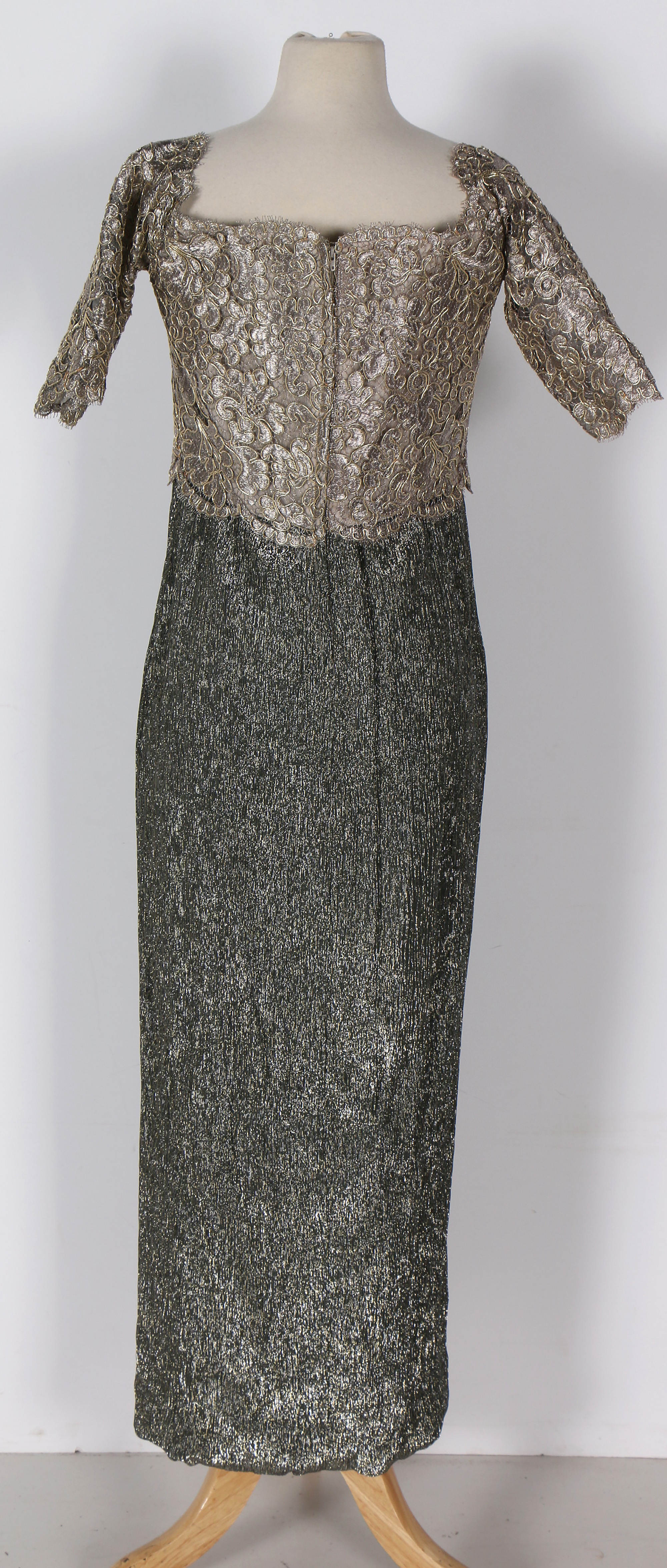 Vintage Victor Costa Metallic Off-the-Shoulder Gown