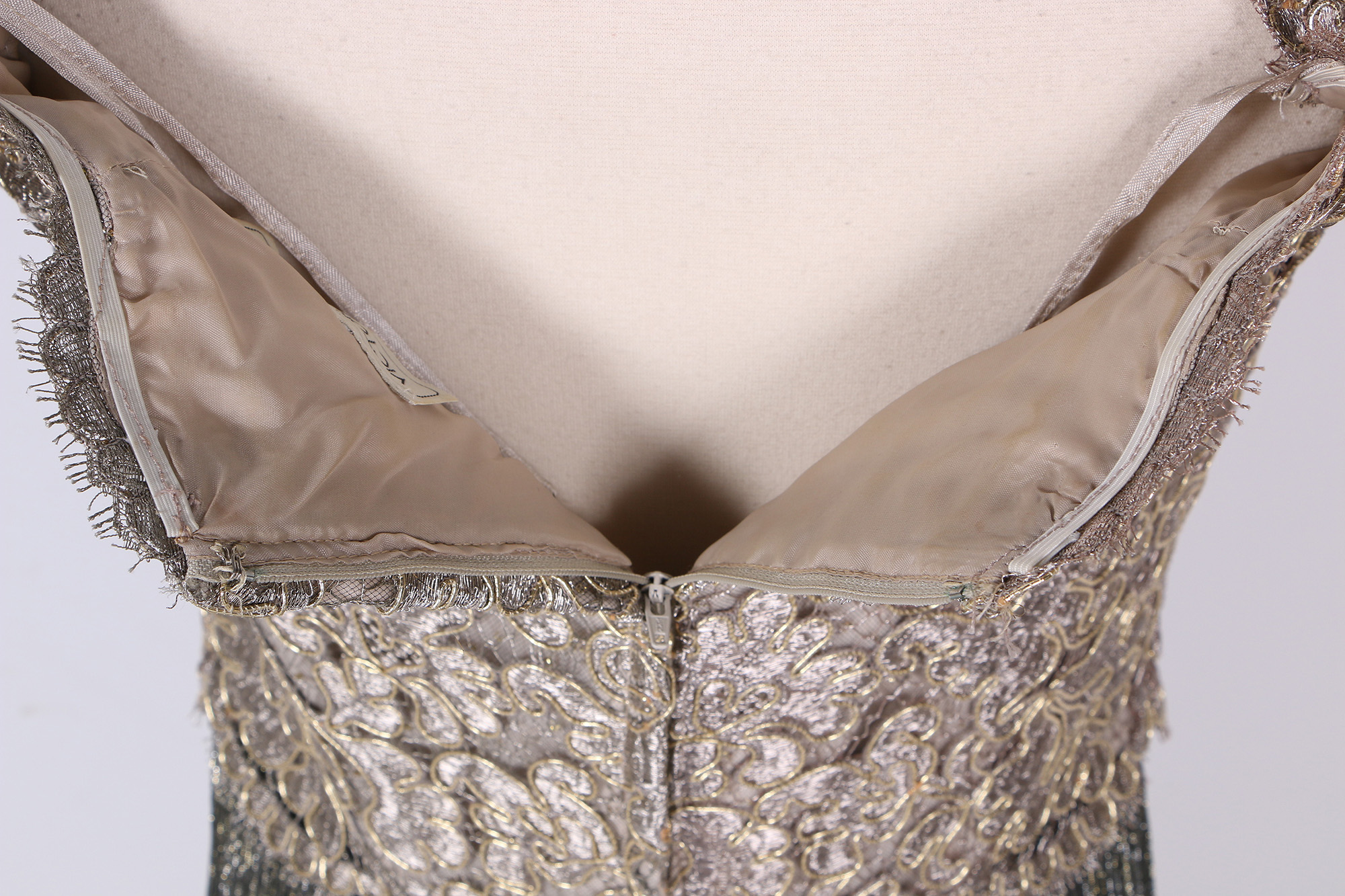 Vintage Victor Costa Metallic Off-the-Shoulder Gown