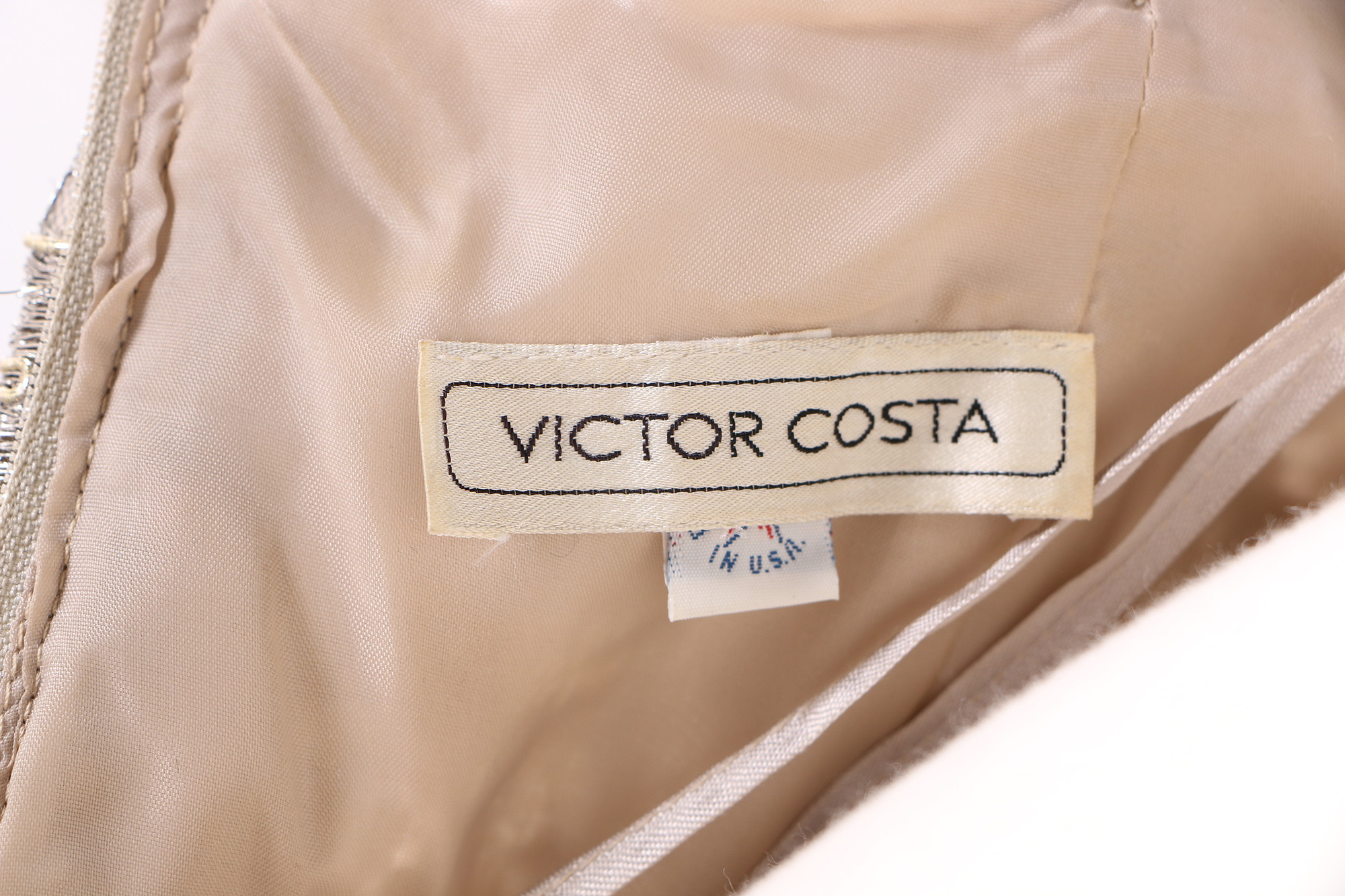 Vintage Victor Costa Metallic Off-the-Shoulder Gown