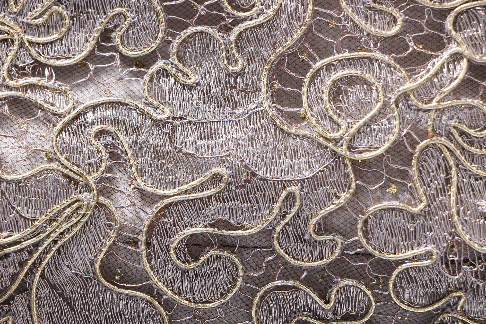 Vintage Victor Costa Metallic Off-the-Shoulder Gown