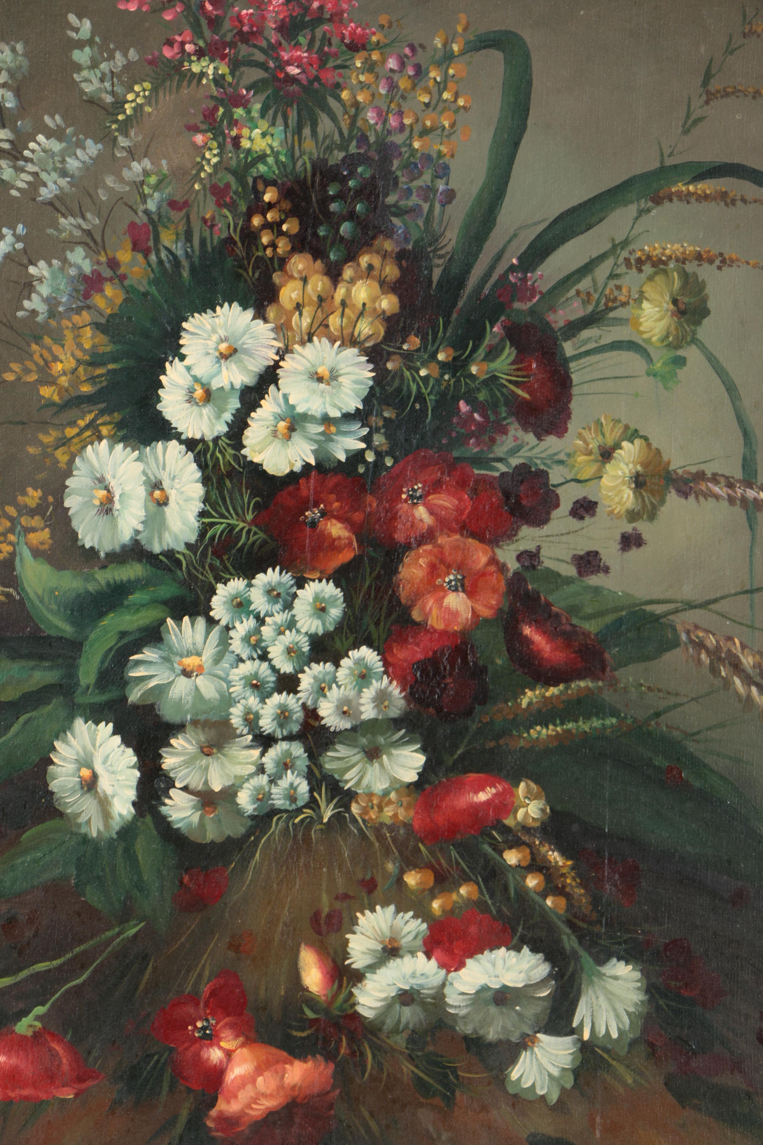 Contemporary Oil on Canvas Floral Life Painting