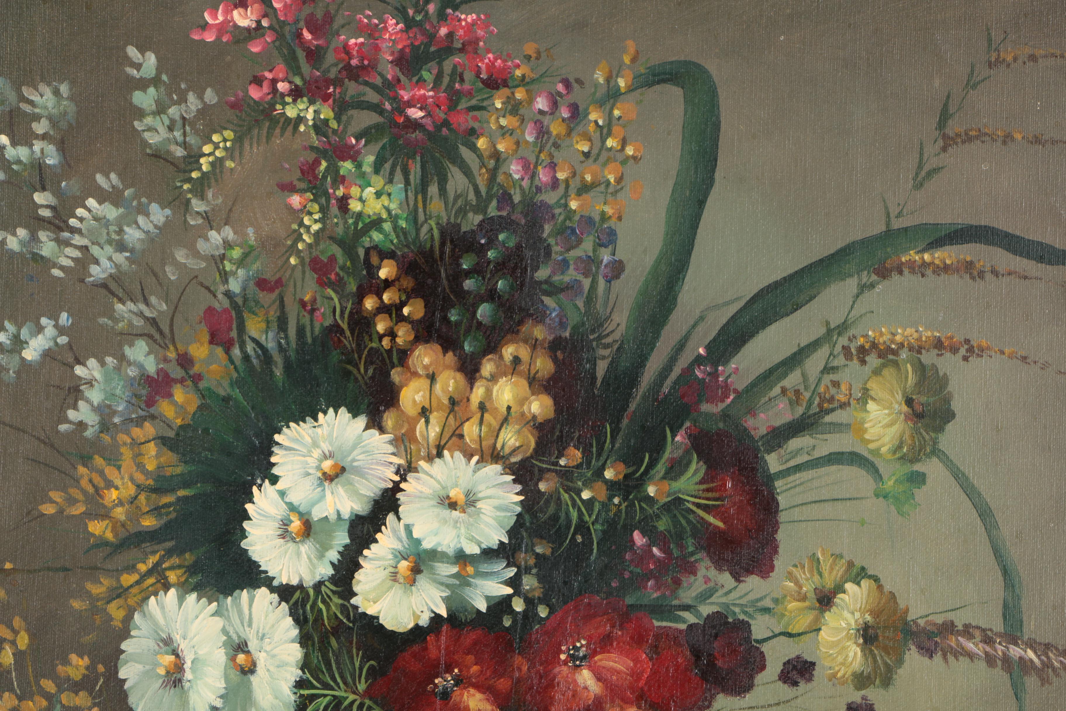 Contemporary Oil on Canvas Floral Life Painting