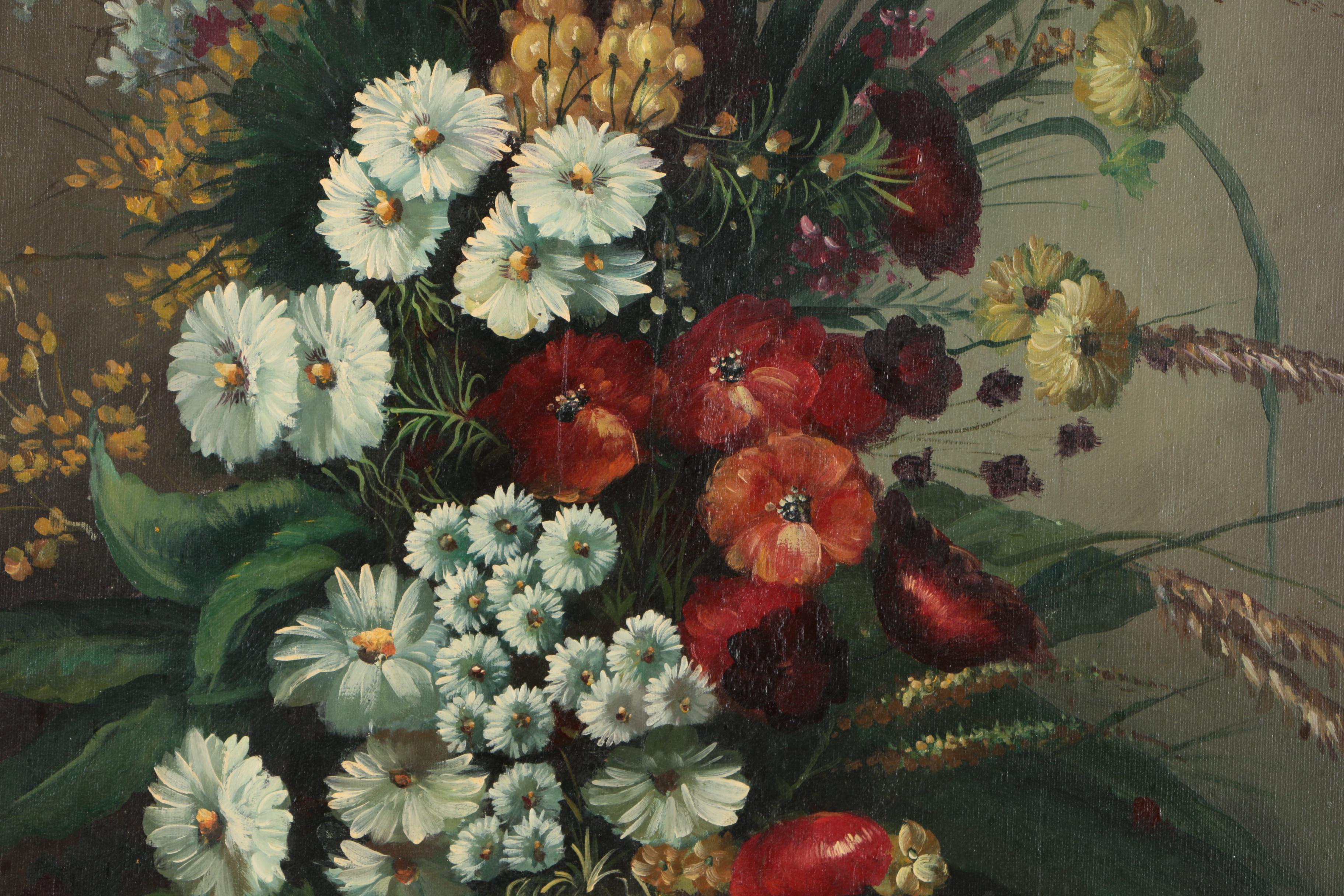 Contemporary Oil on Canvas Floral Life Painting