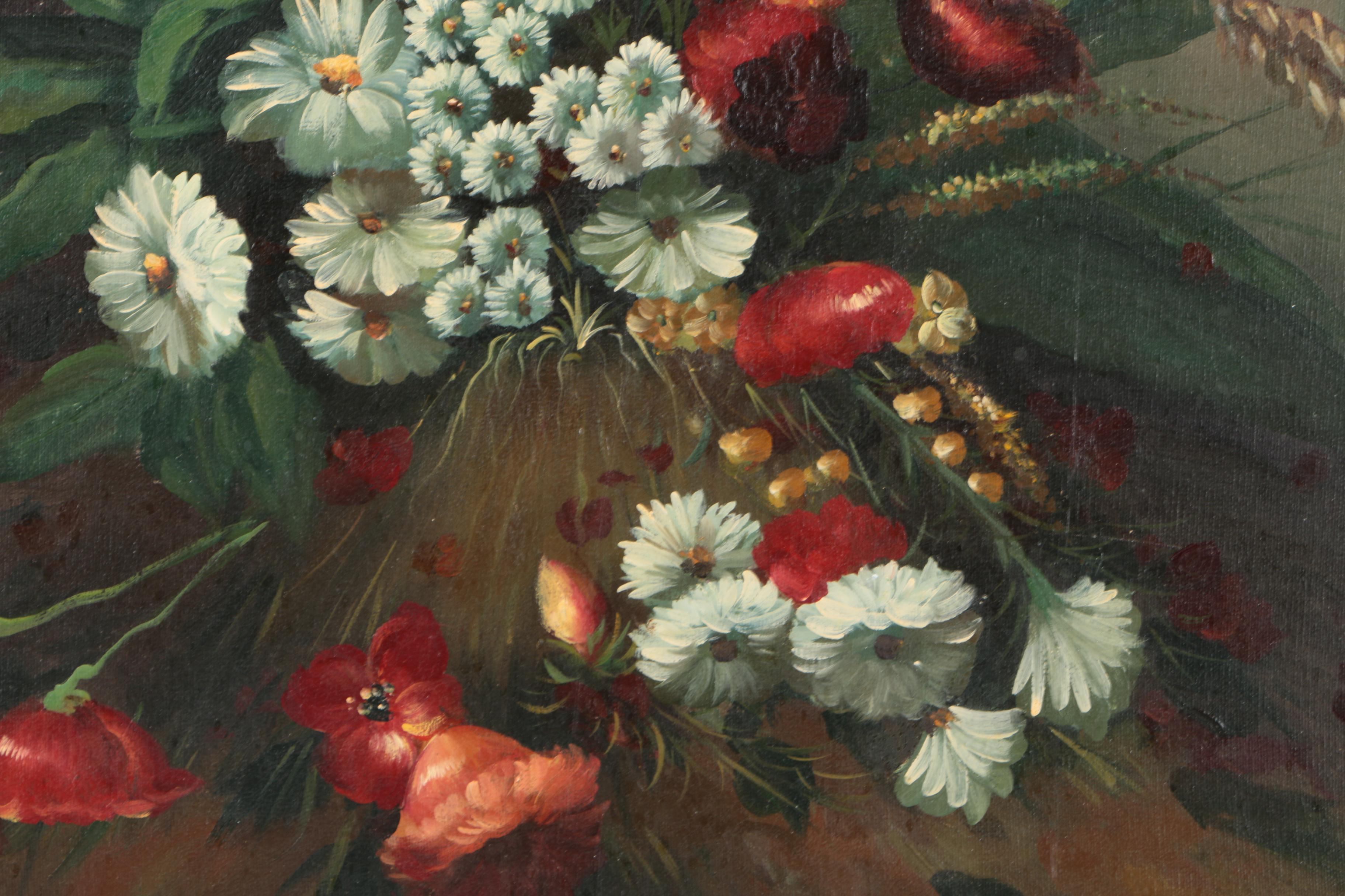 Contemporary Oil on Canvas Floral Life Painting