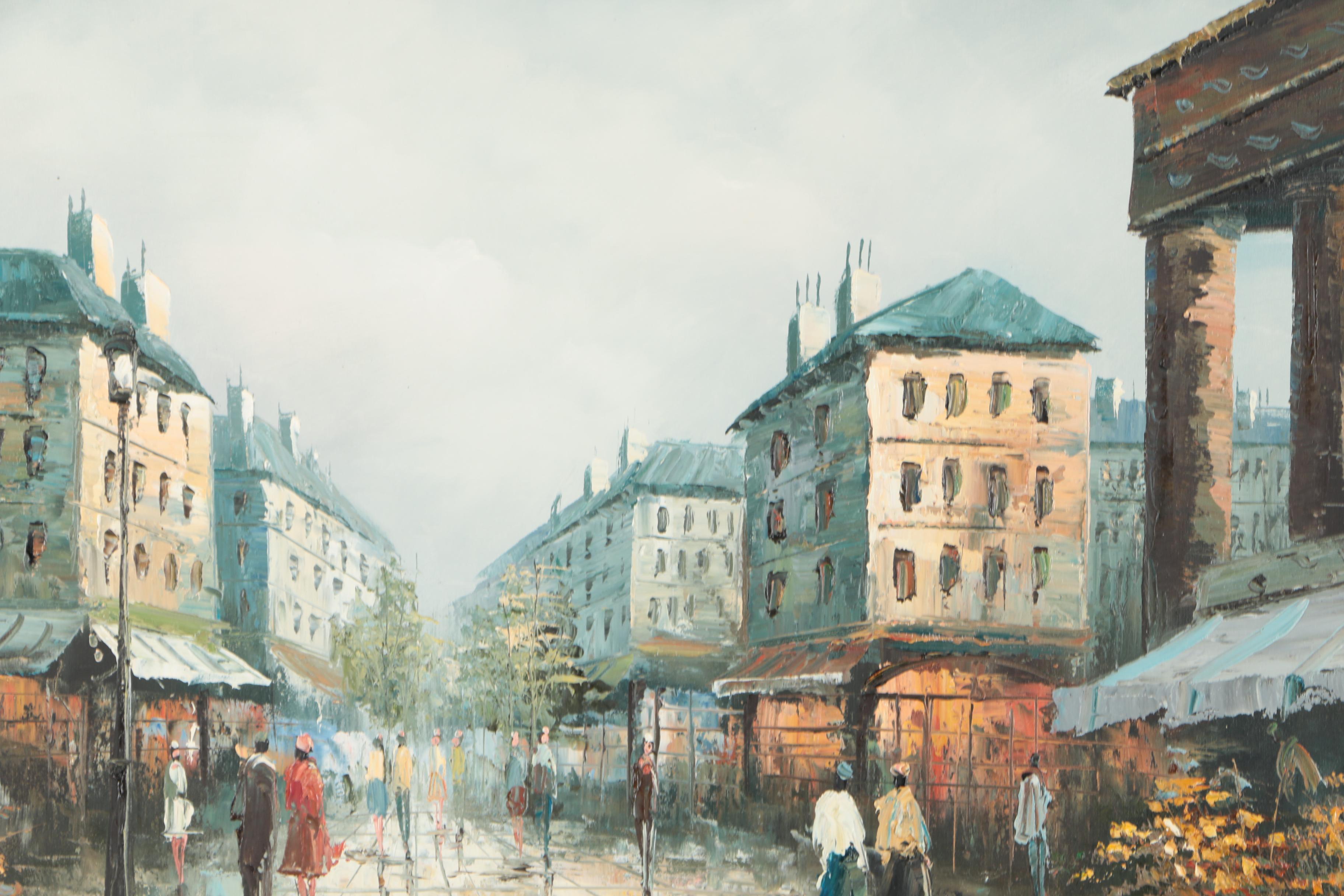 Henri Rogers Original Oil Painting Of European Street Scene