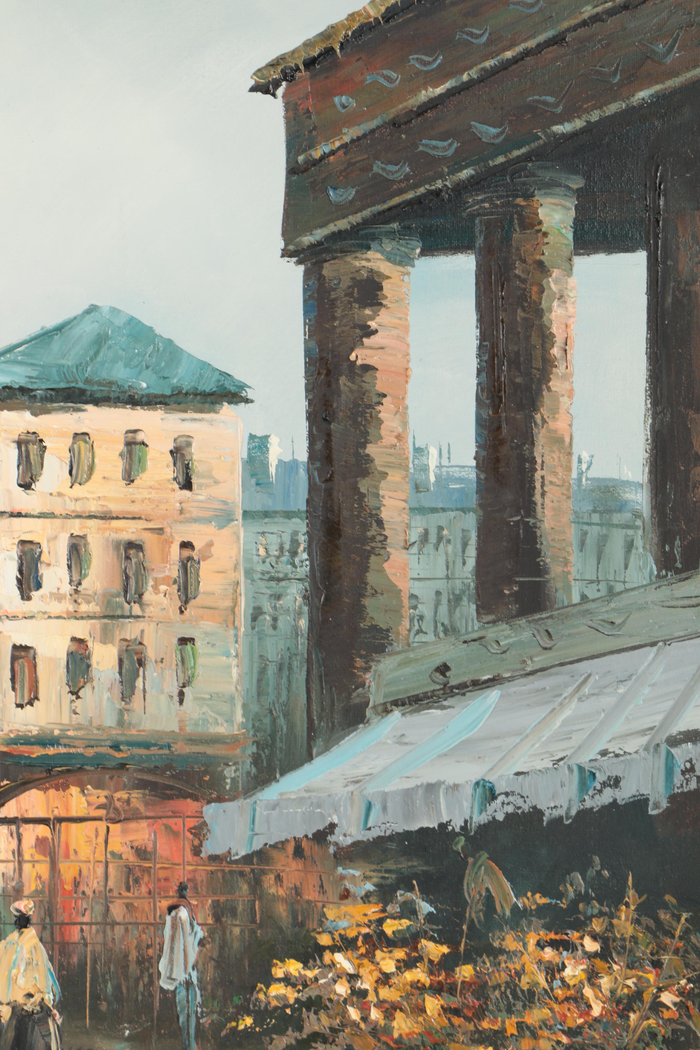 Henri Rogers Original Oil Painting Of European Street Scene