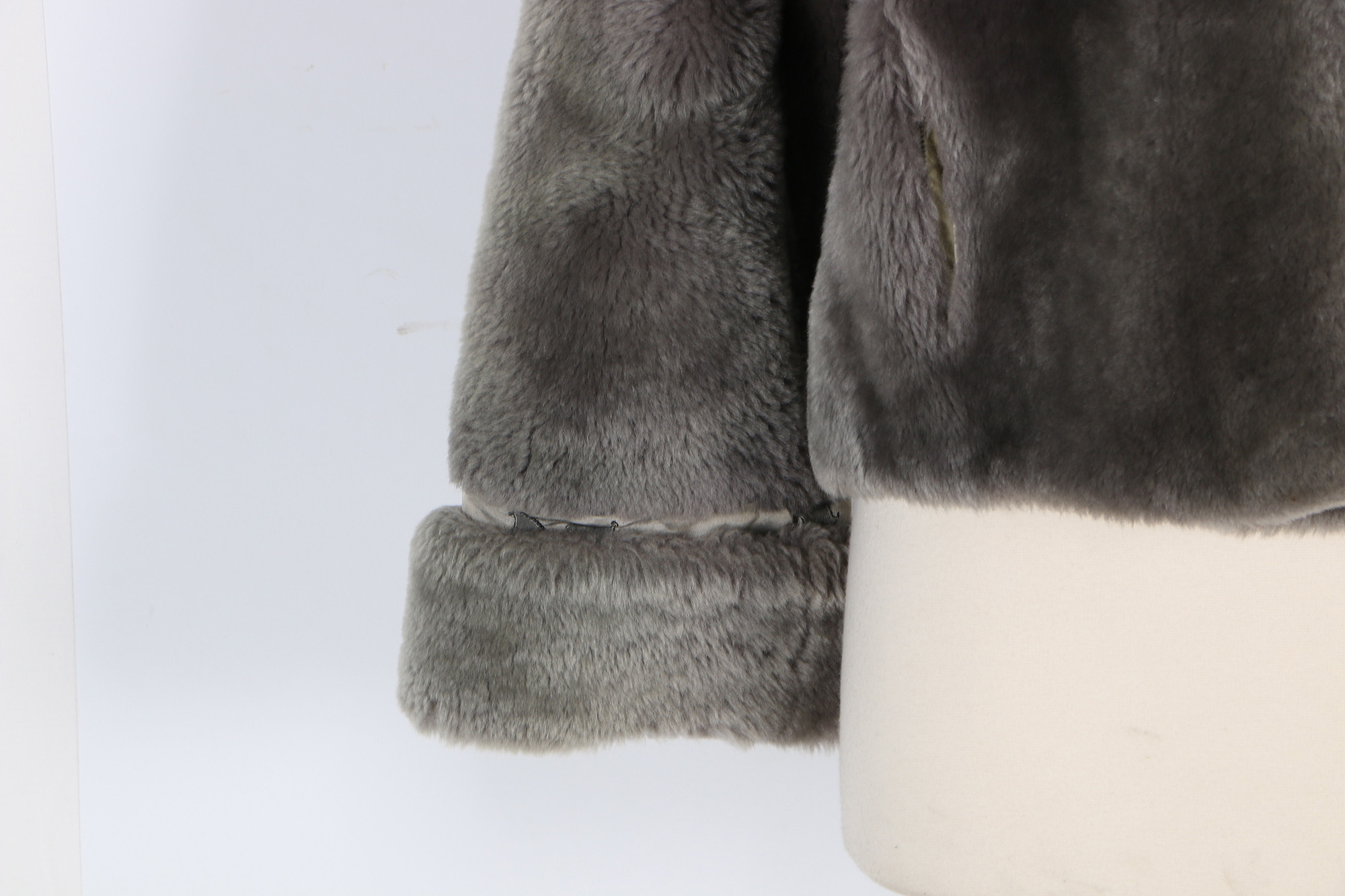 Women's Vintage Faux Fur Jacket and Leather Gloves