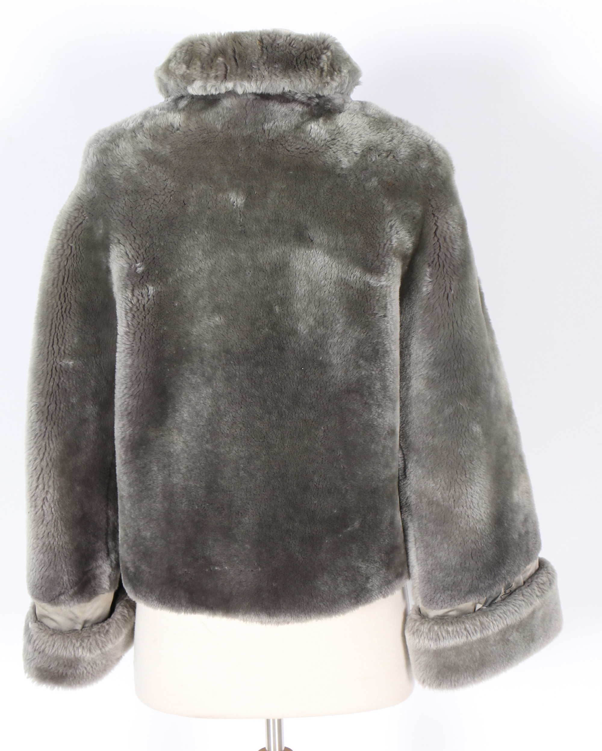 Women's Vintage Faux Fur Jacket and Leather Gloves