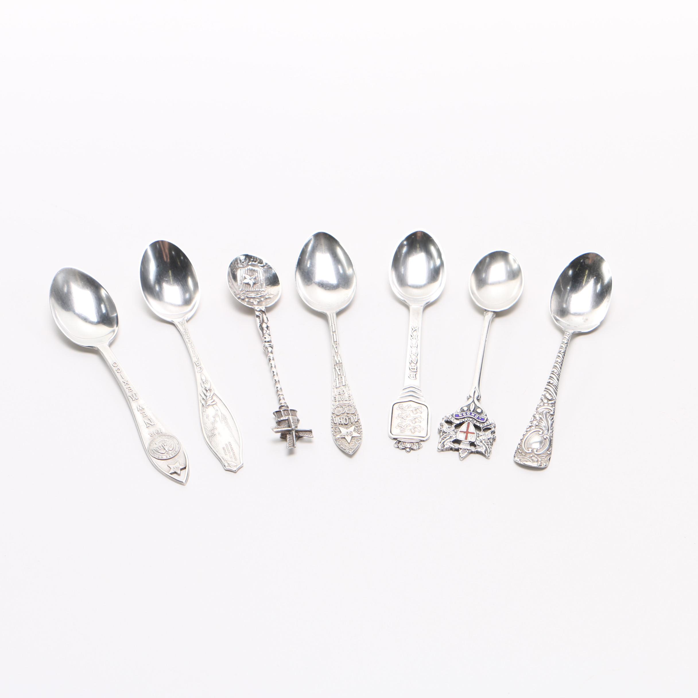 Collection of Sterling Silver Souvenir Spoons