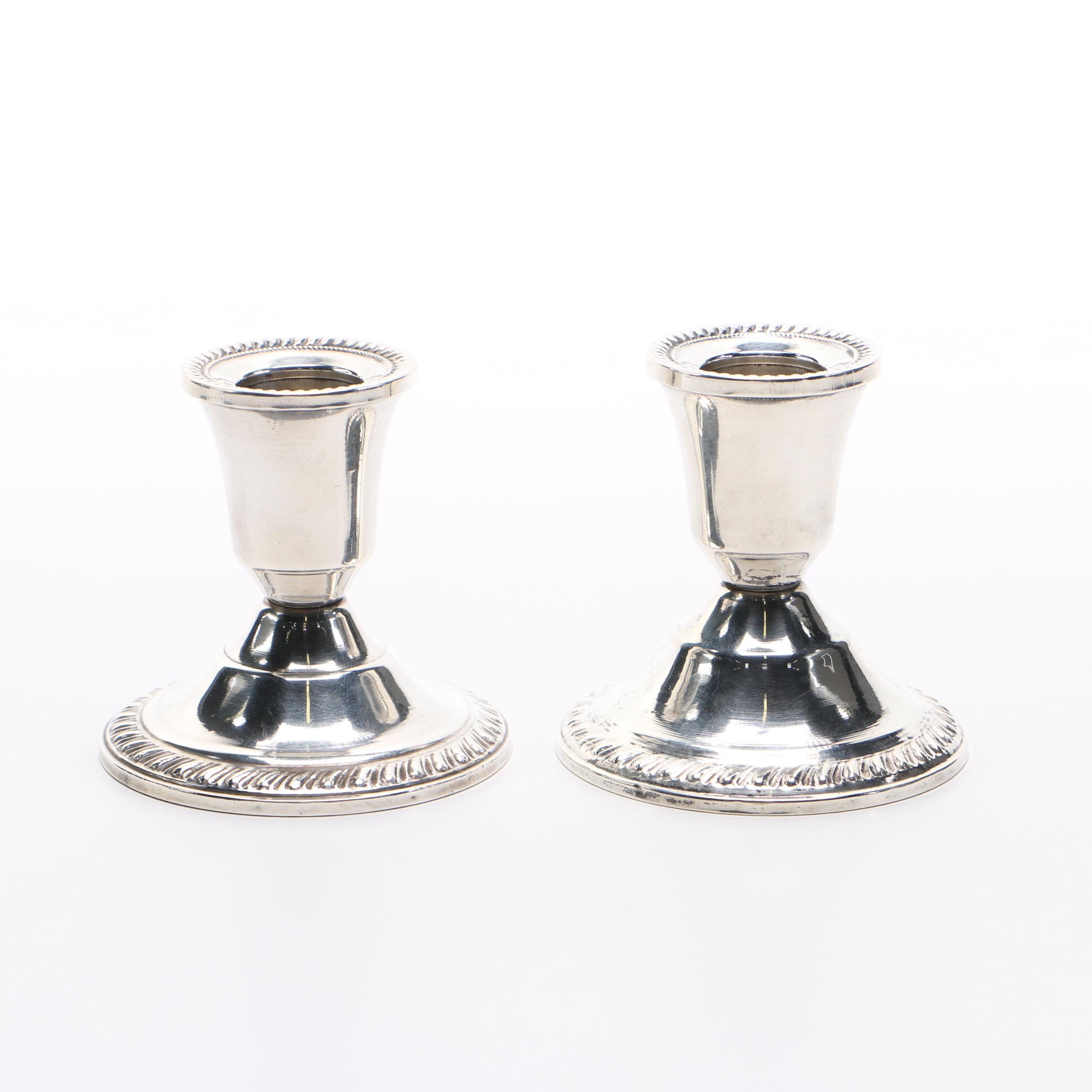 Pair of Weighted Sterling Candleholders by Duchin Creation