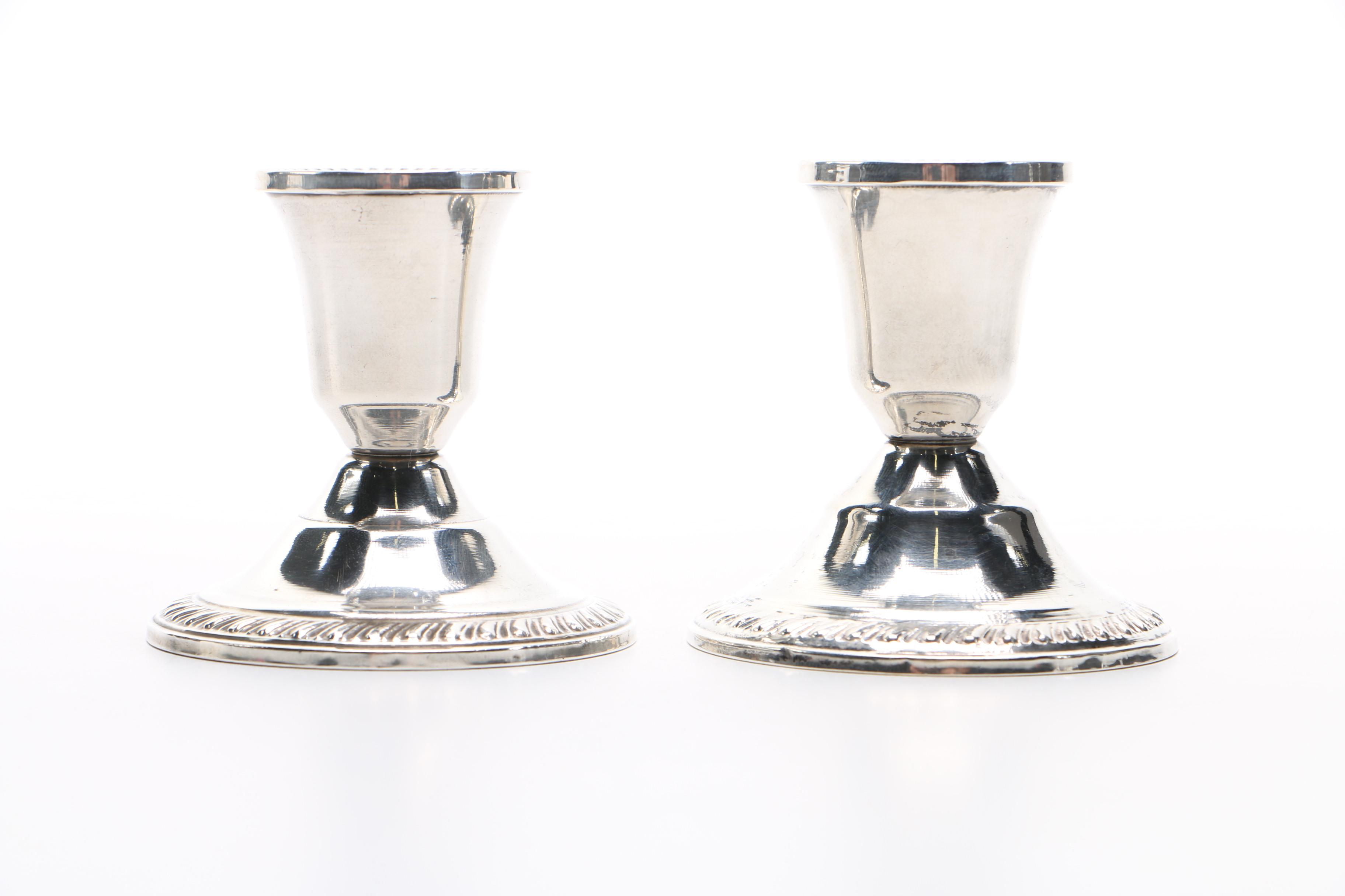 Pair of Weighted Sterling Candleholders by Duchin Creation