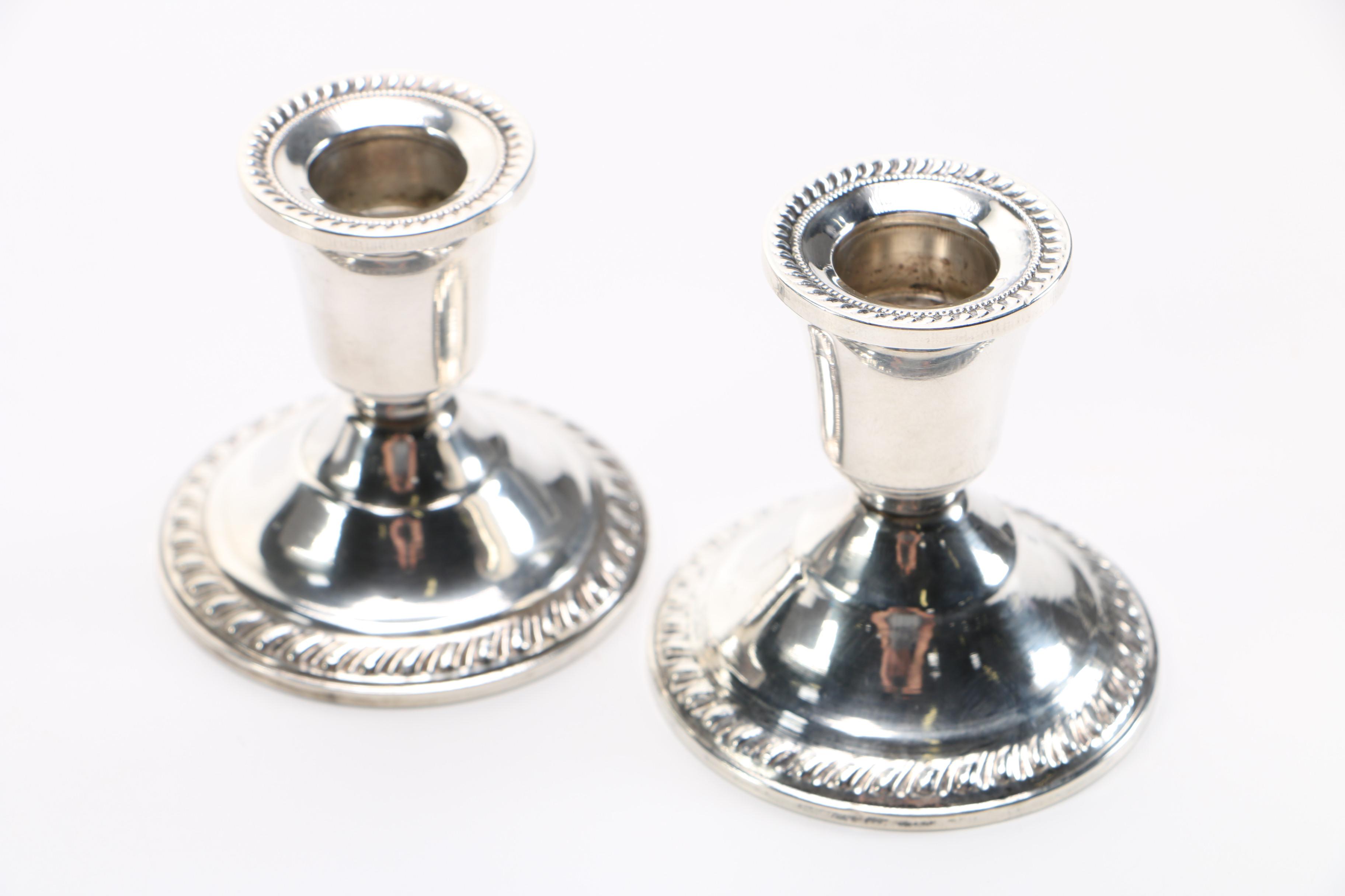 Pair of Weighted Sterling Candleholders by Duchin Creation