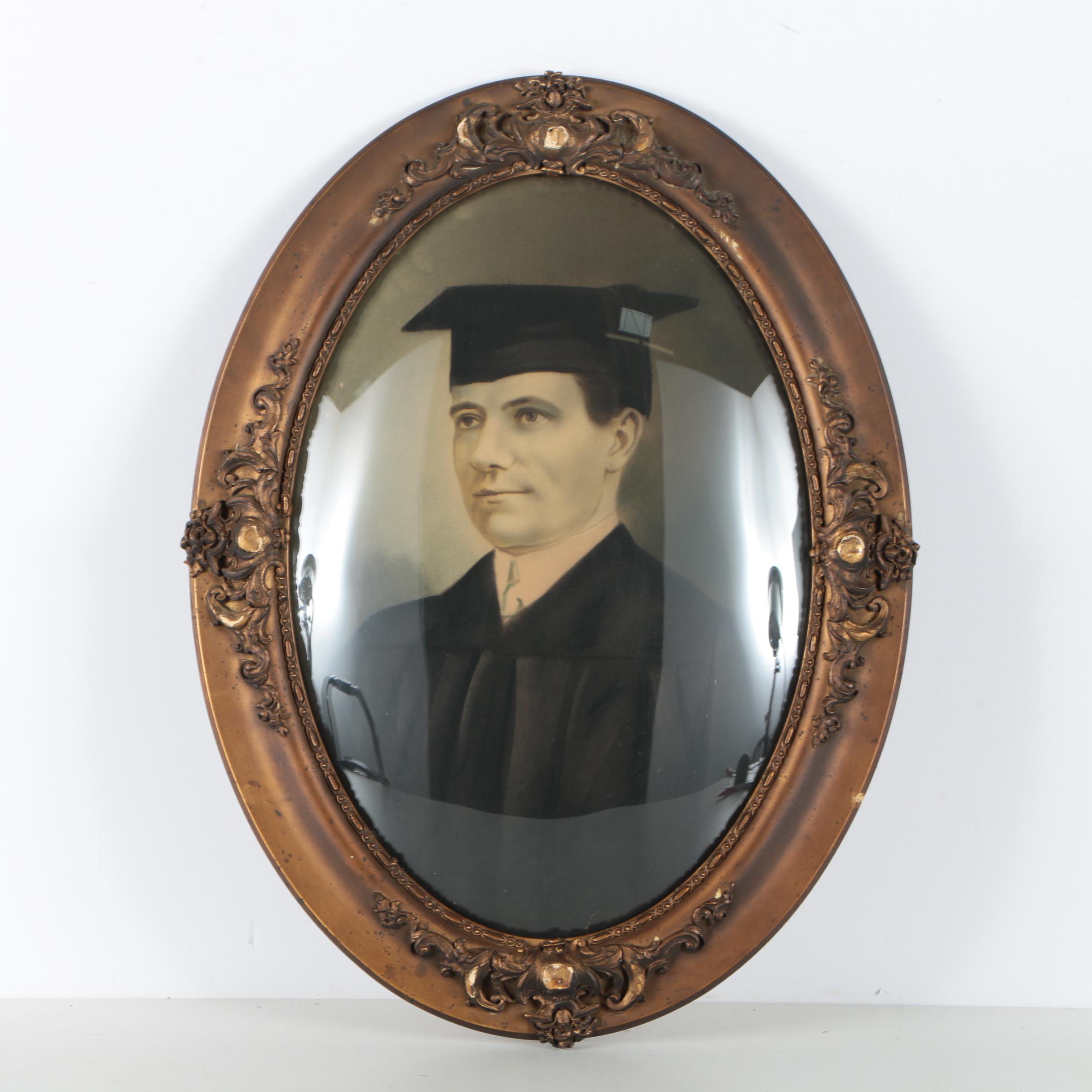 Antique Oval Cryayon Portrait Of A Graduate