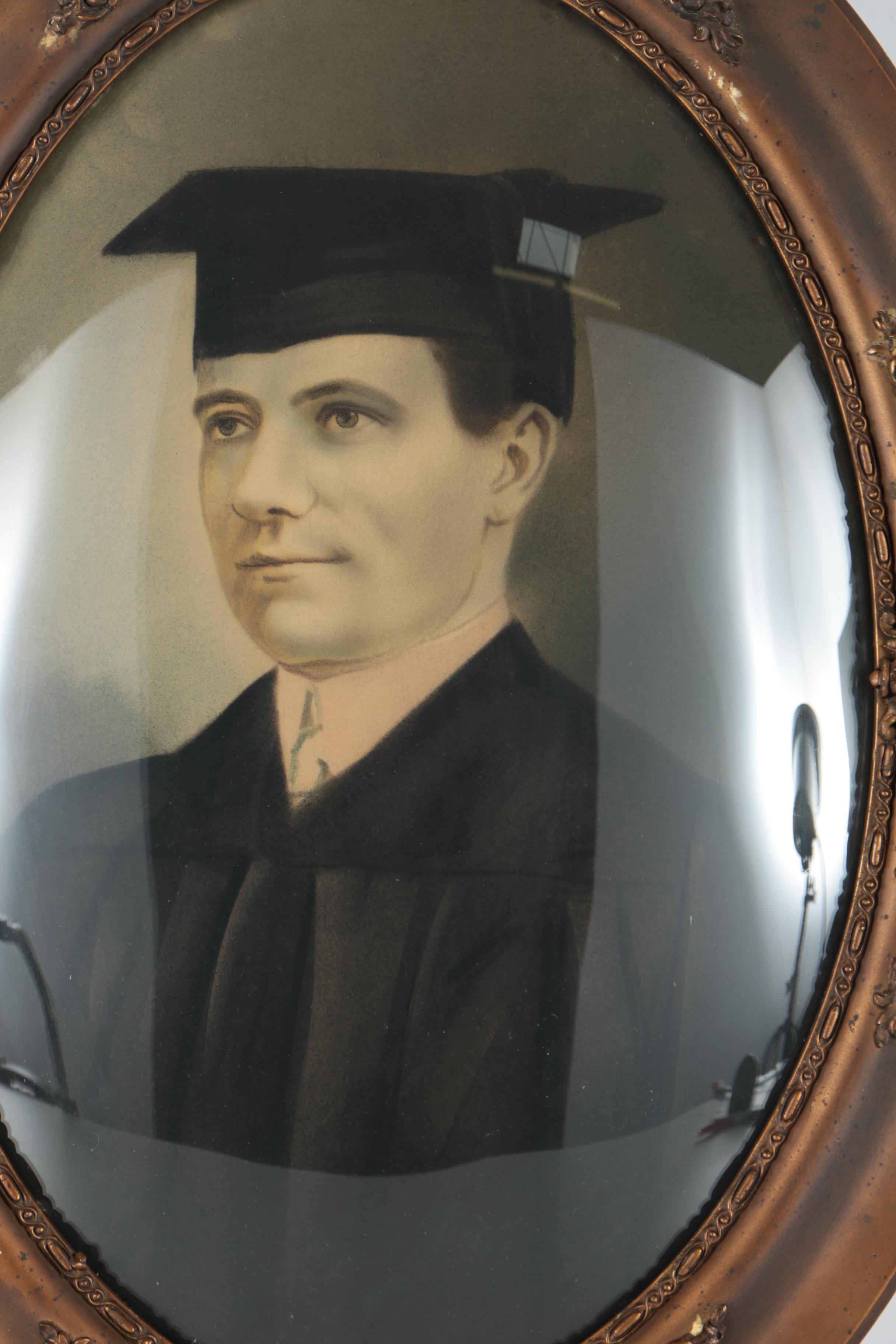 Antique Oval Cryayon Portrait Of A Graduate
