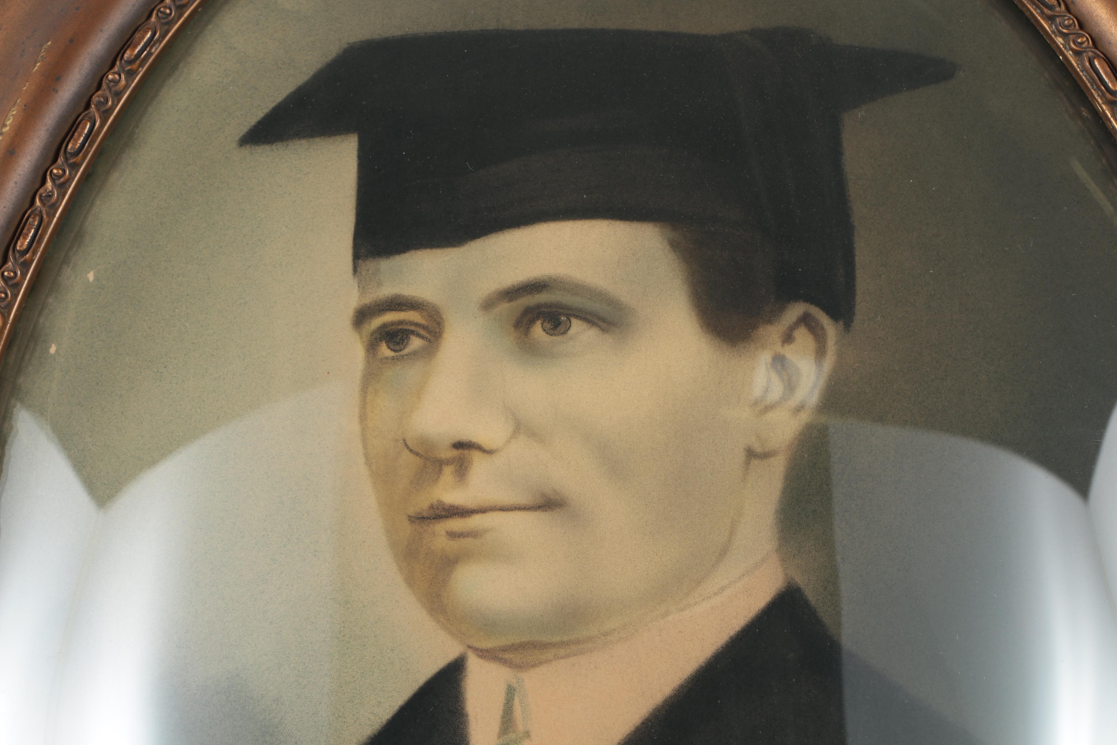 Antique Oval Cryayon Portrait Of A Graduate