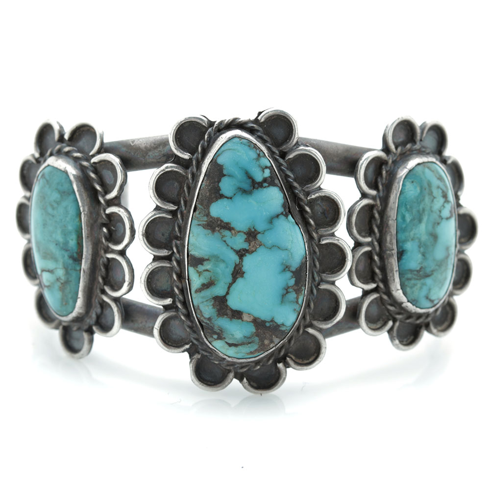 Navajo Style Sterling Silver Turquoise Cuff Bracelet