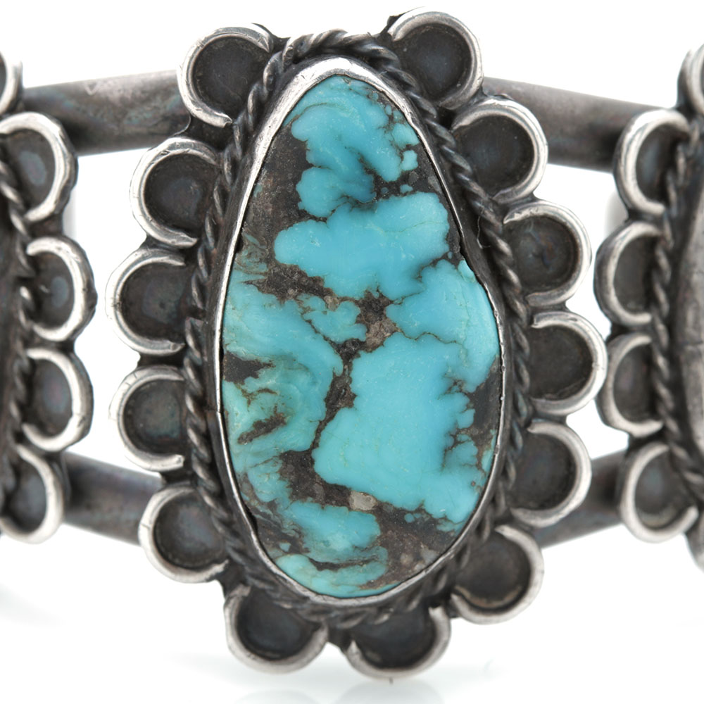 Navajo Style Sterling Silver Turquoise Cuff Bracelet