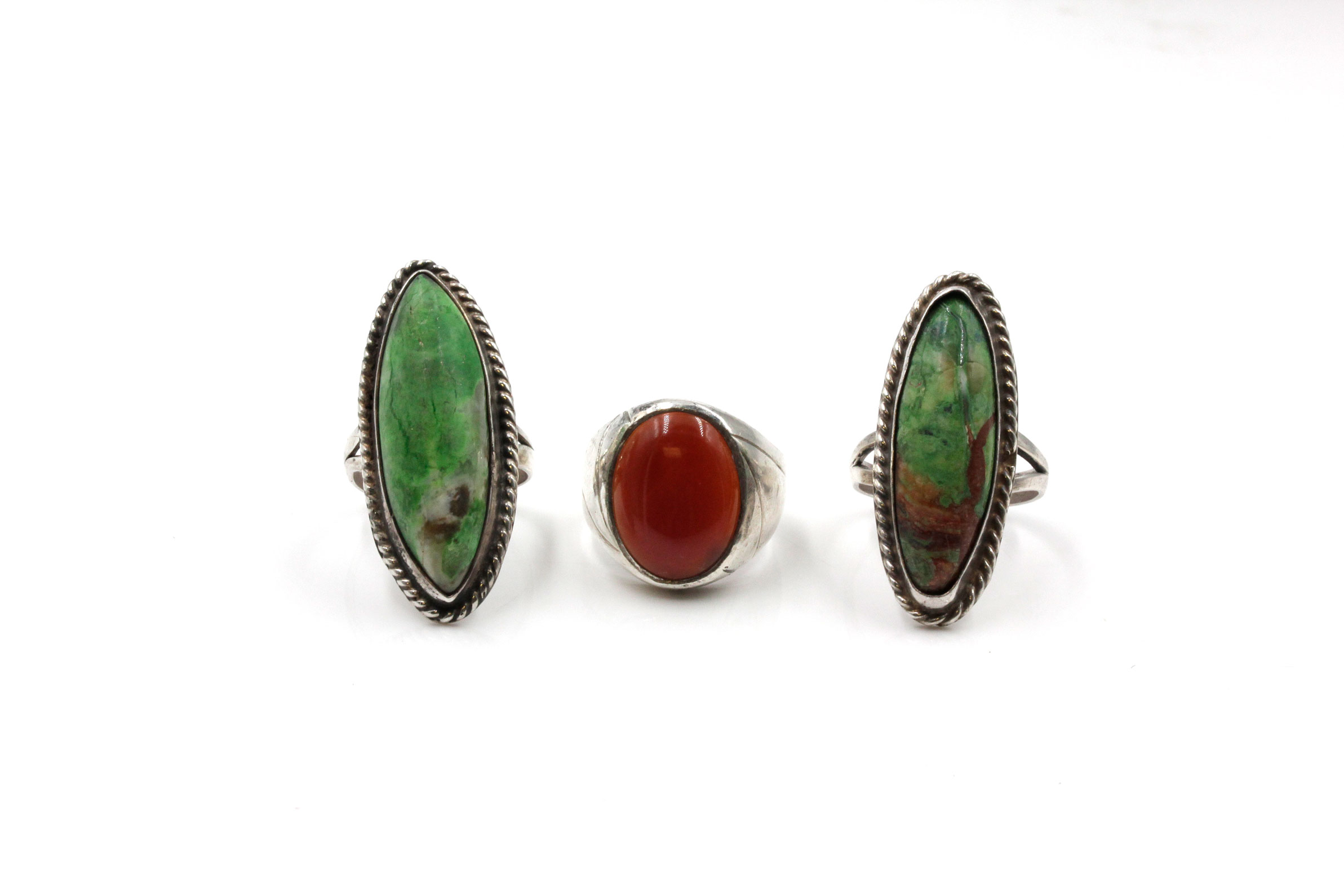 Sterling Silver Jasper and Carnelian Rings