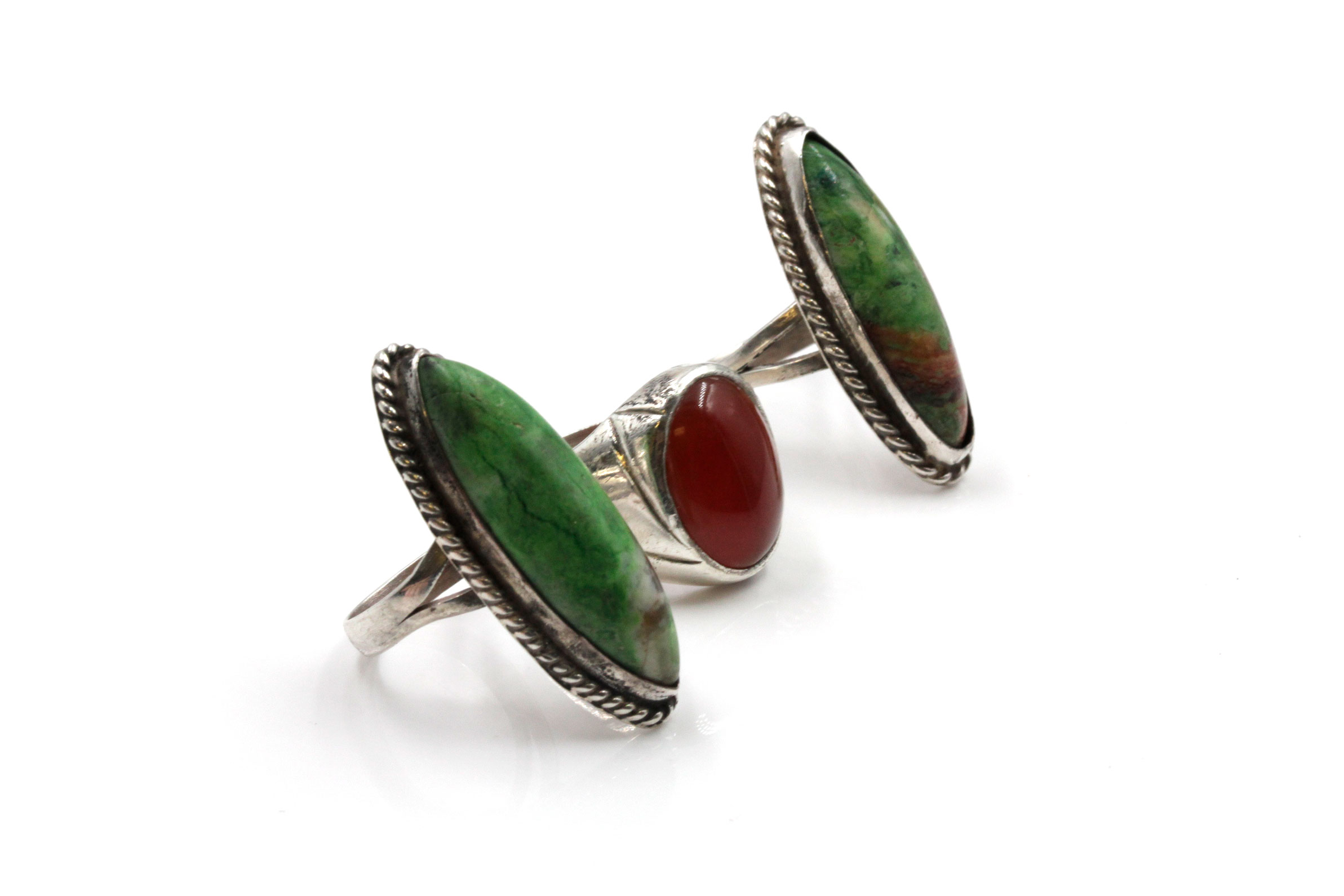 Sterling Silver Jasper and Carnelian Rings