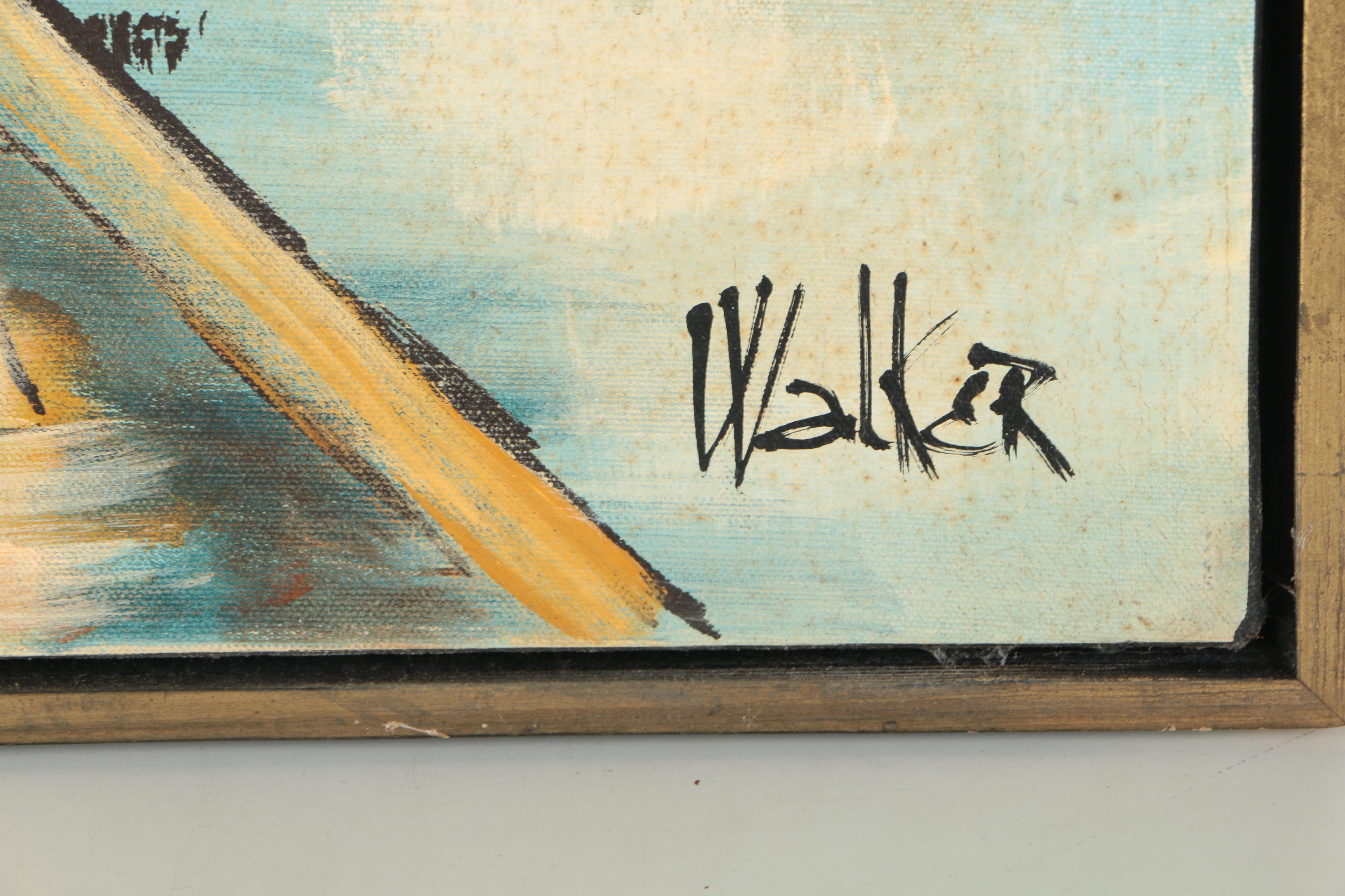 Signed Oil Painting On Canvas Of Fishing Shanty on a Pier