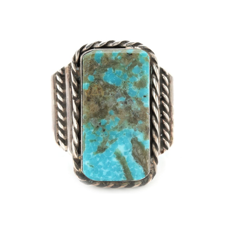Navajo Sterling Silver Turquoise Ring by C.J. Butler