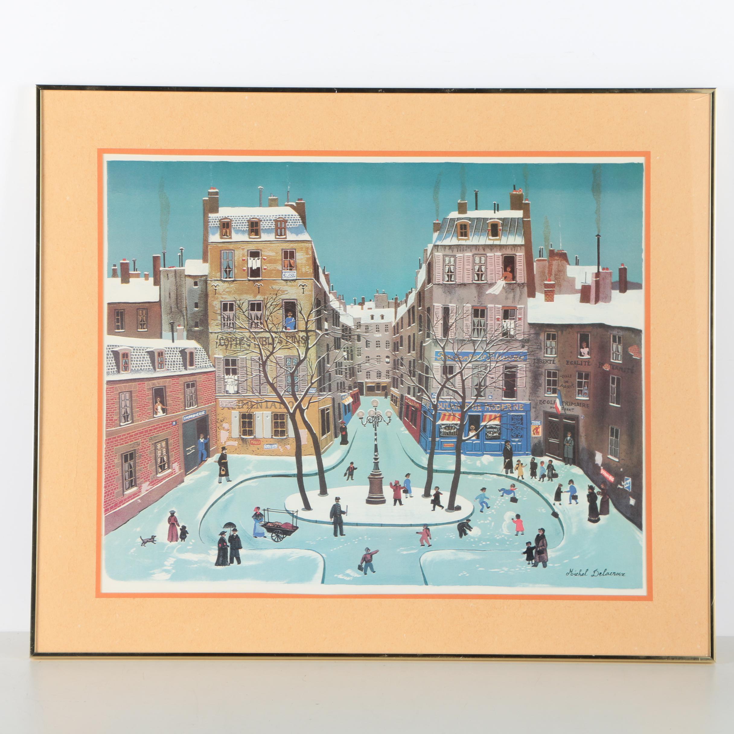 Offset Lithograph After "Place Furstenburg" By Michel Delacroix