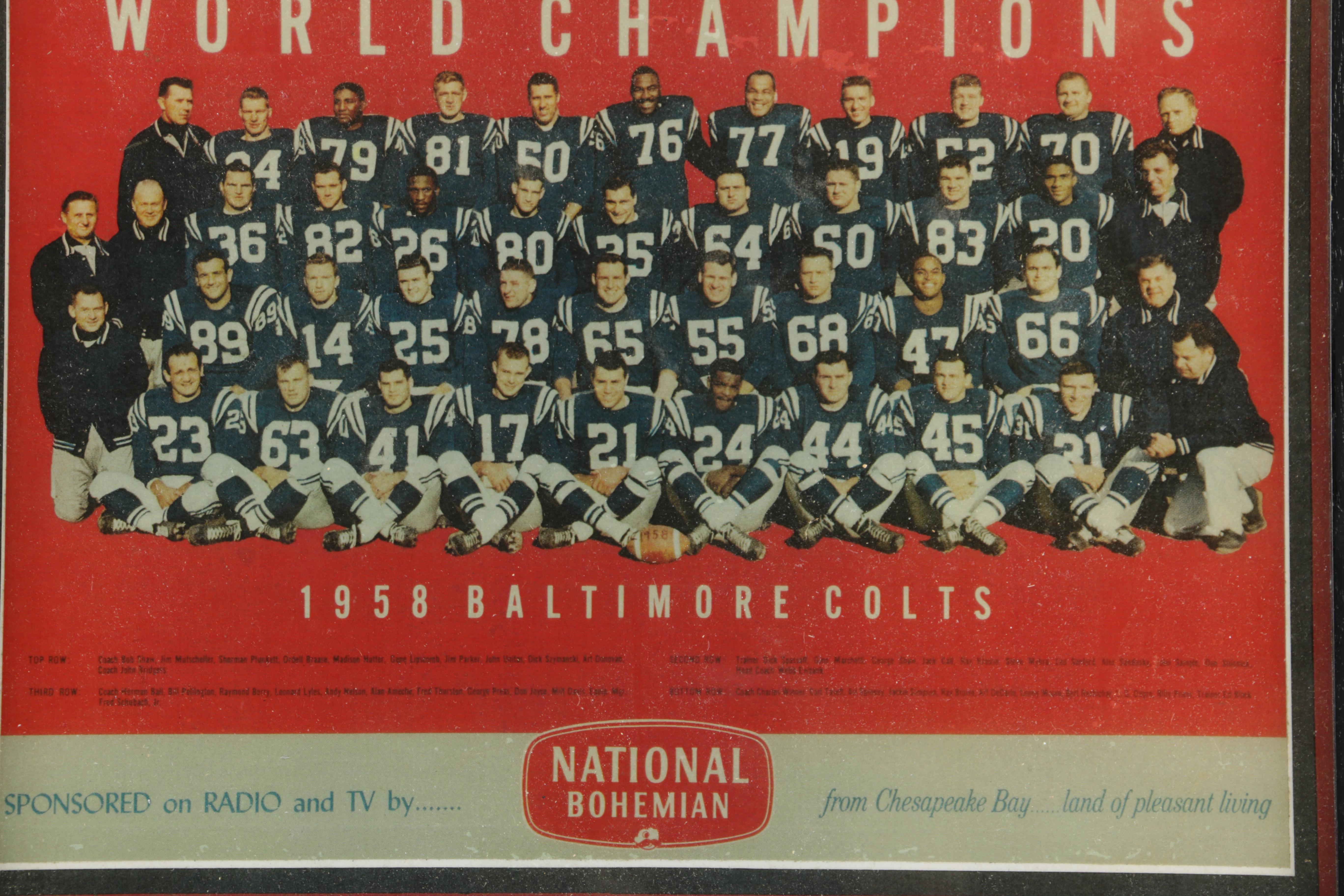 1958 Baltimore Colts Framed World Champions Poster