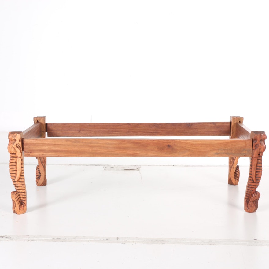 Carved Elephant Motif Coffee Table Frame