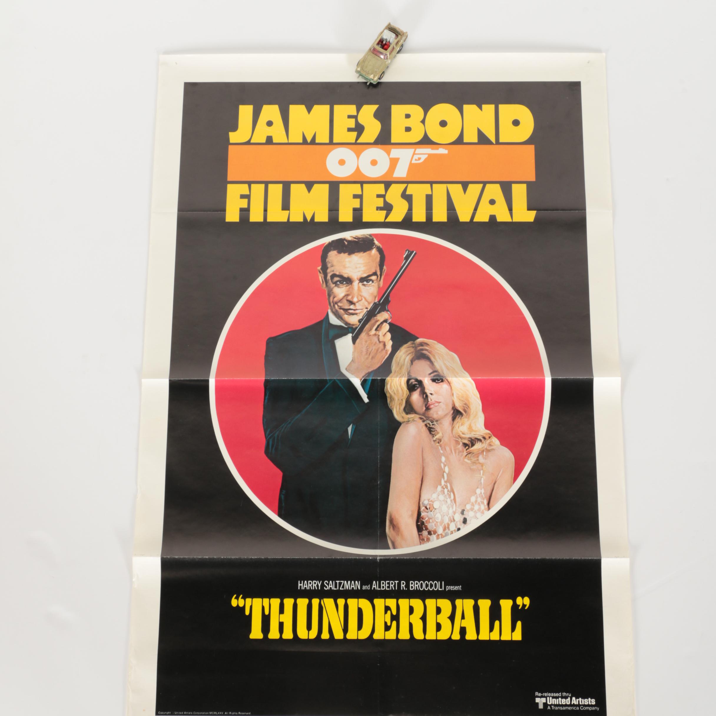 James Bond Film Festival "Thunderball" Poster and Corgi James Bond Aston Martin Die-Cast Car