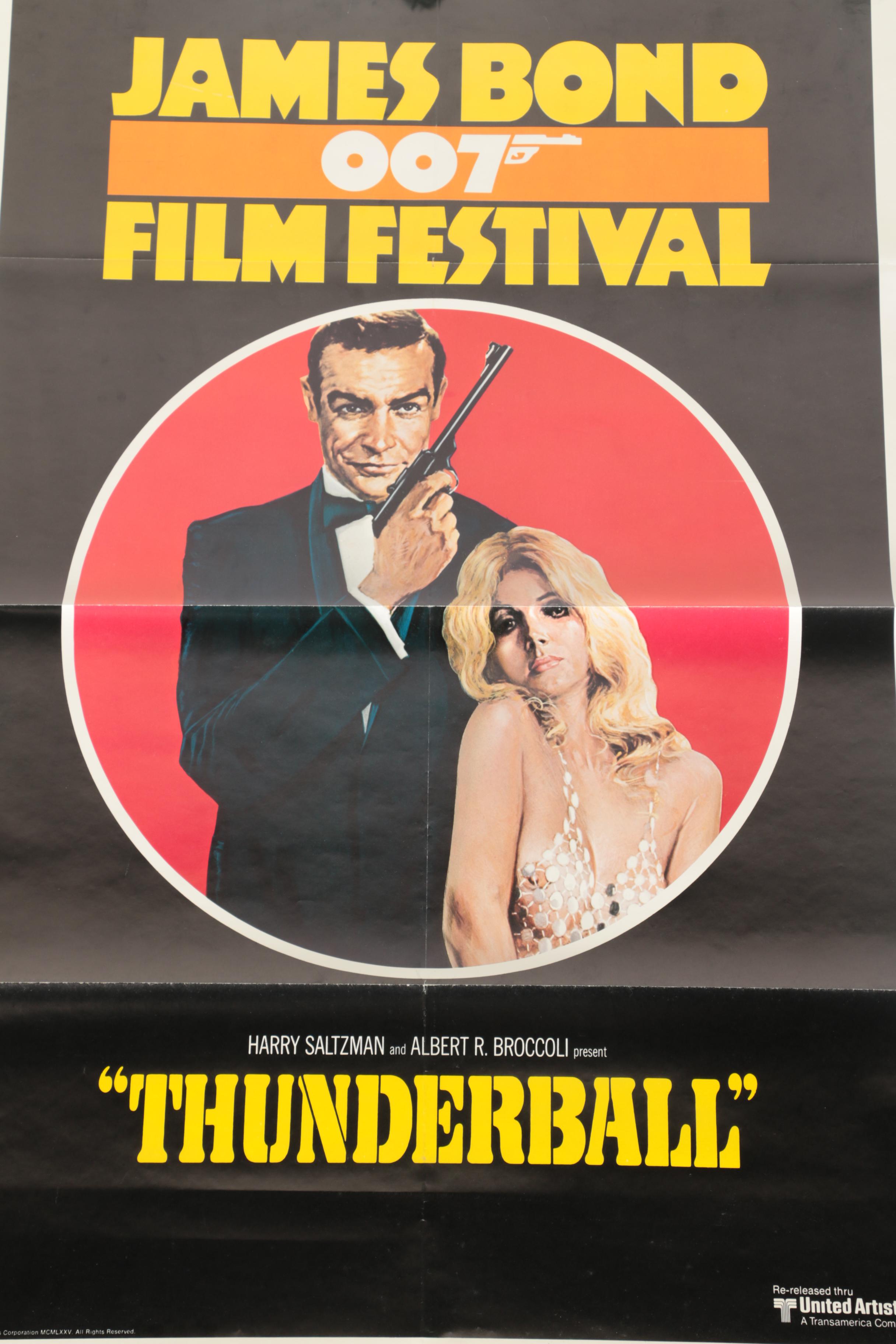 James Bond Film Festival "Thunderball" Poster and Corgi James Bond Aston Martin Die-Cast Car