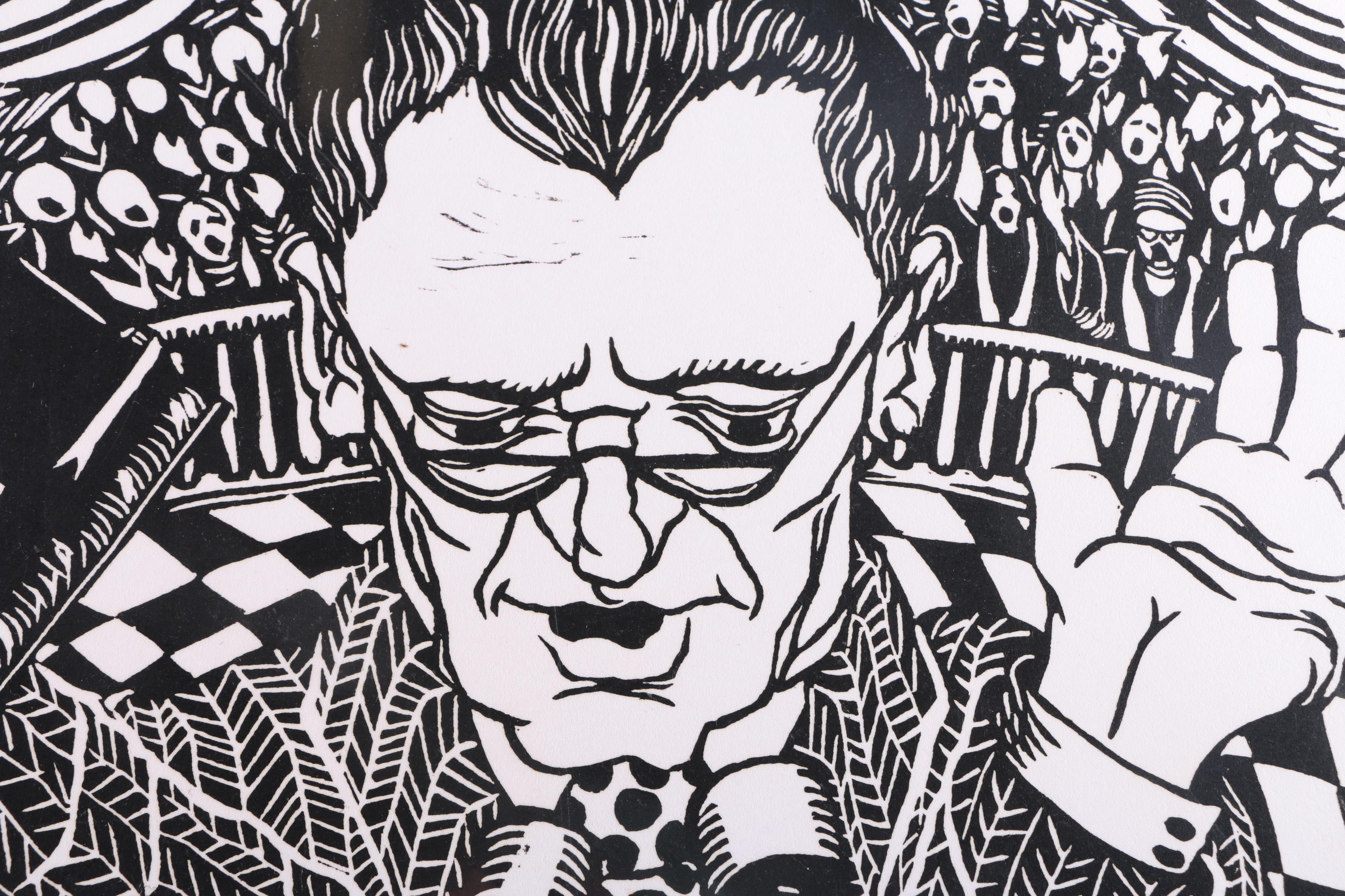 Norman Strike Limited Edition Linocut "Oh, Lord (Won't you buy me a Mercedes Benz)..."