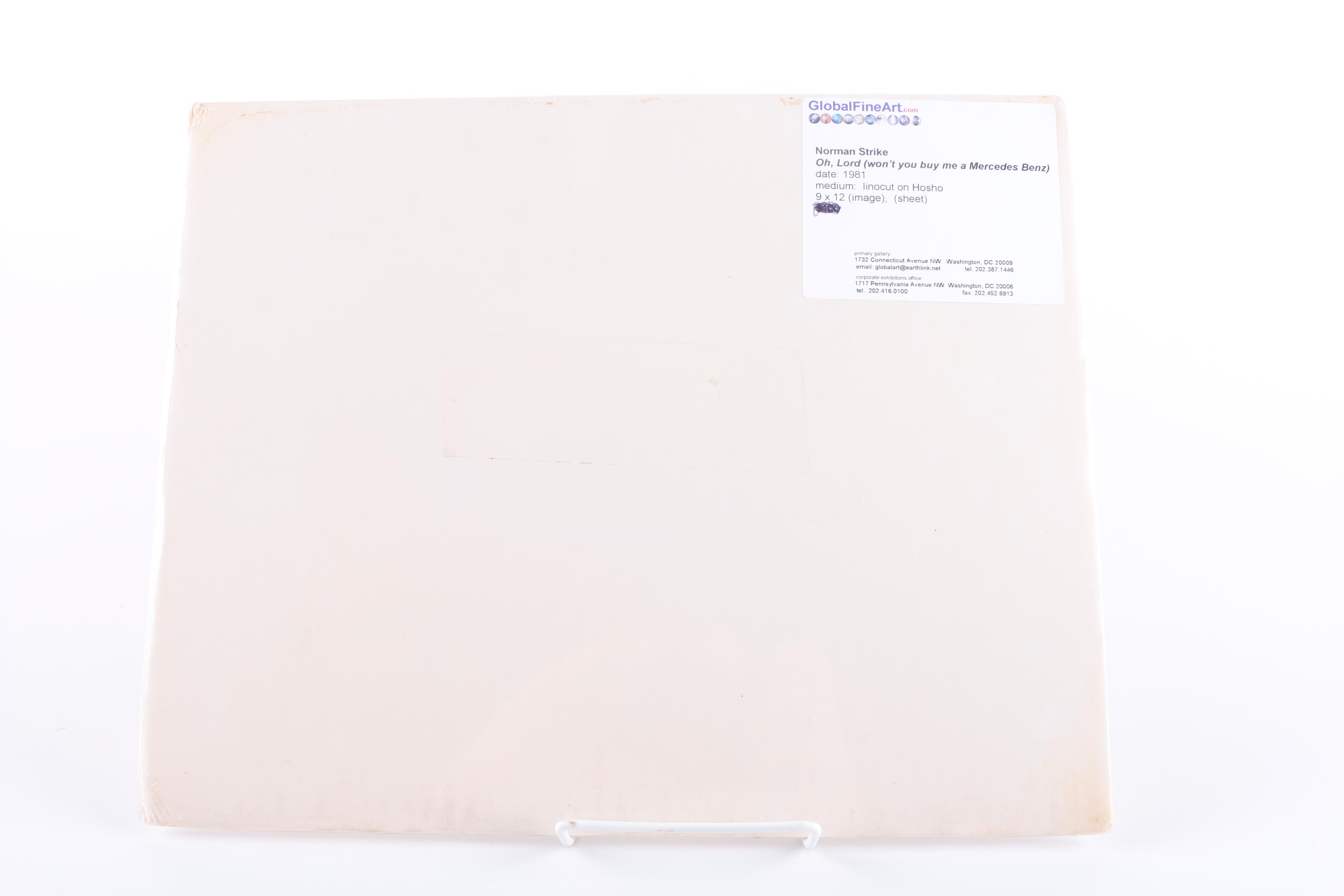 Norman Strike Limited Edition Linocut "Oh, Lord (Won't you buy me a Mercedes Benz)..."