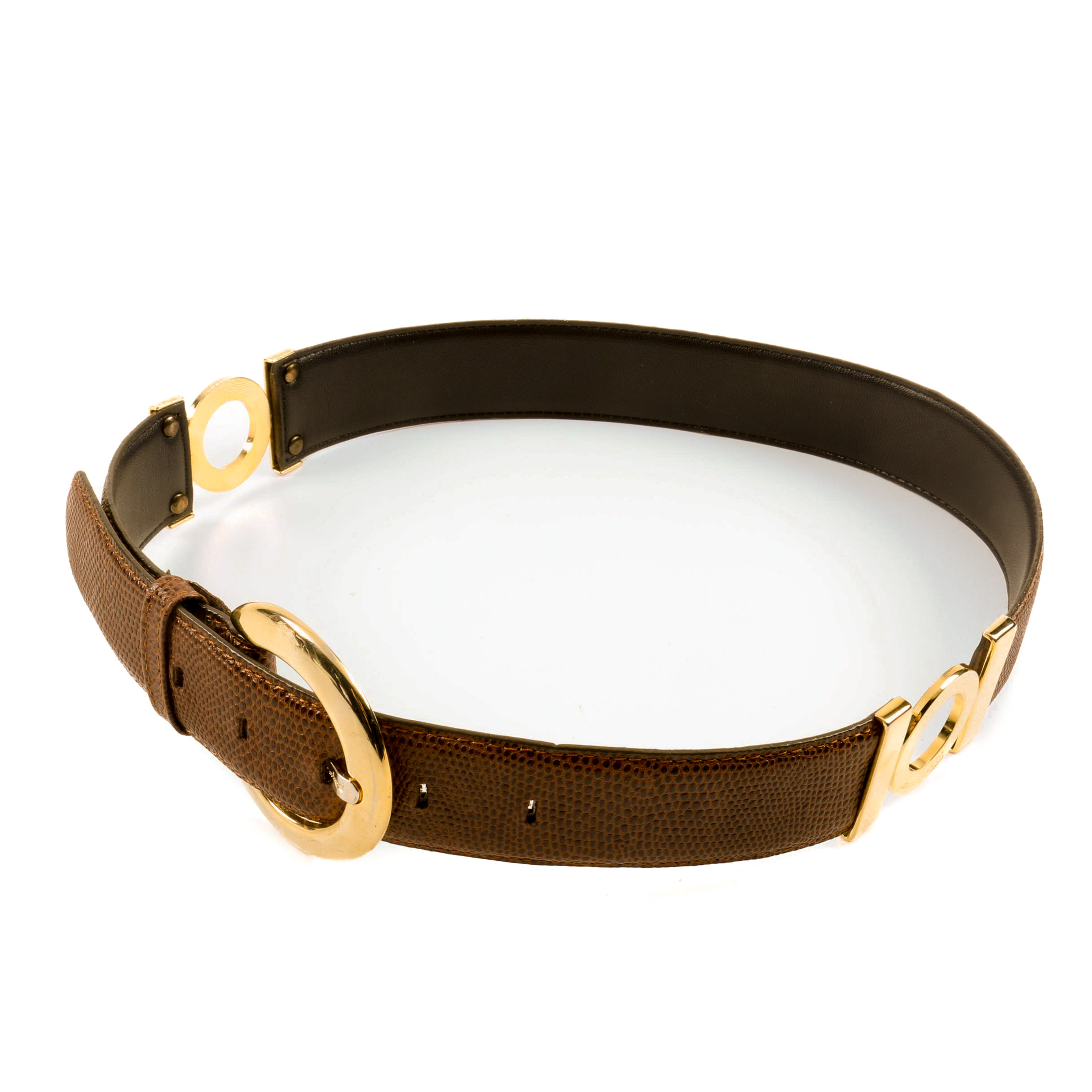 Ferragamo Brown Embossed Leather Belt