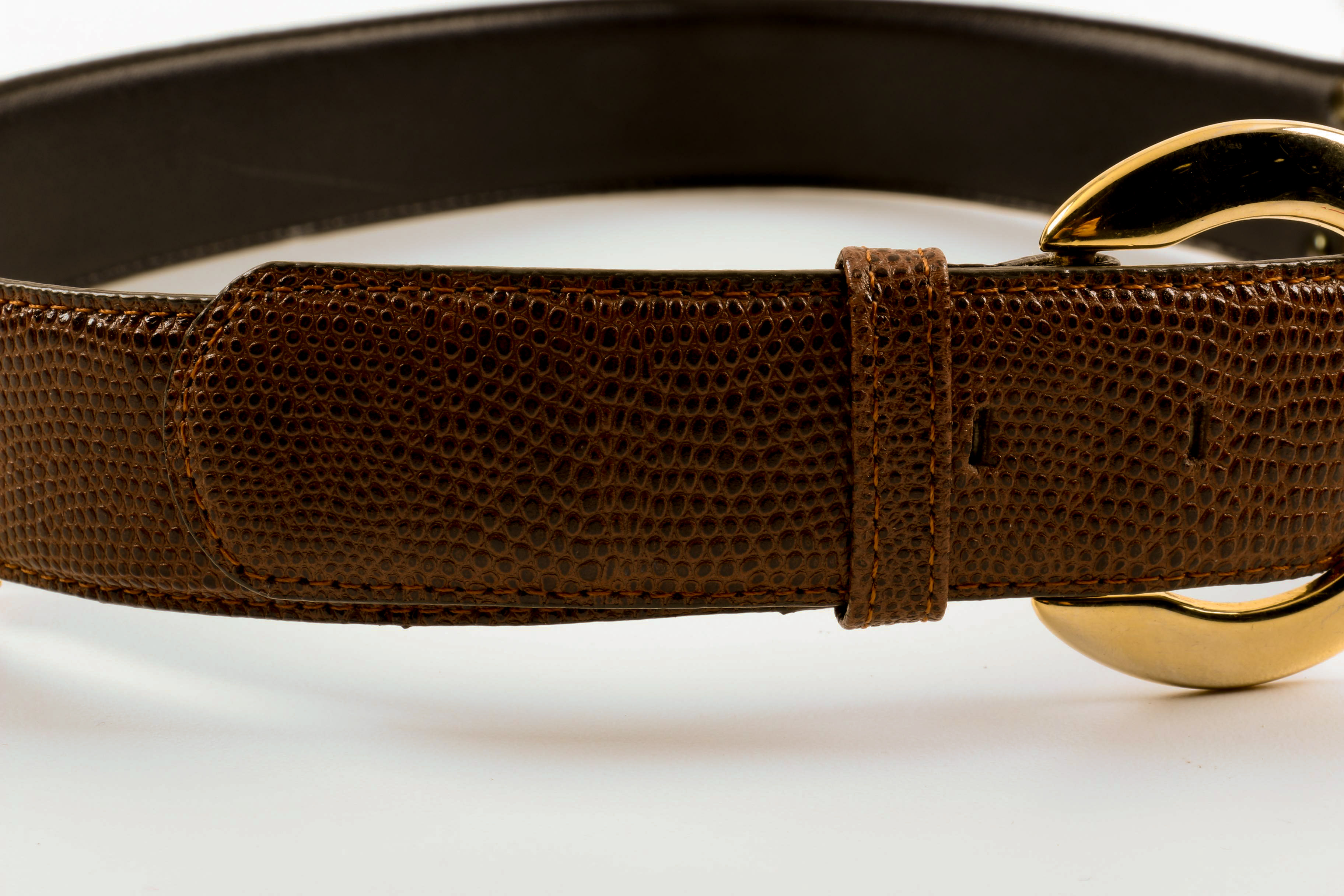 Ferragamo Brown Embossed Leather Belt