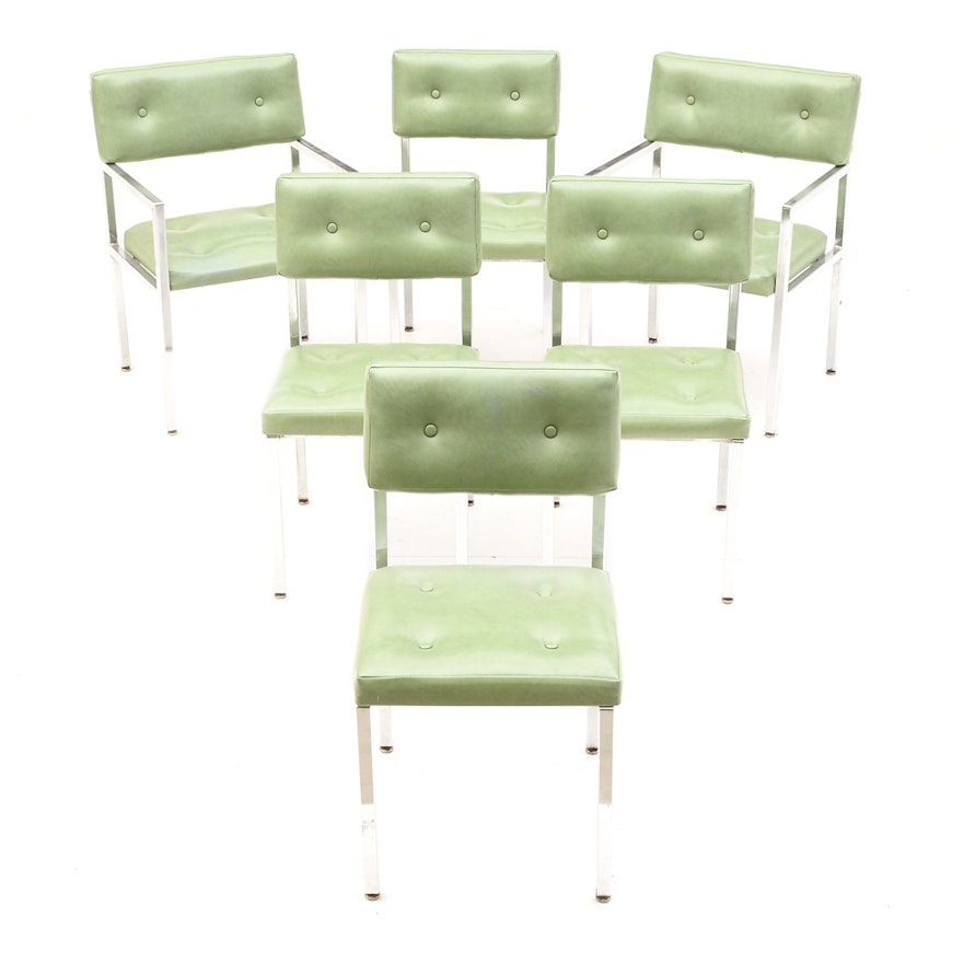 Set of Six Chrome and Vinyl Chairs