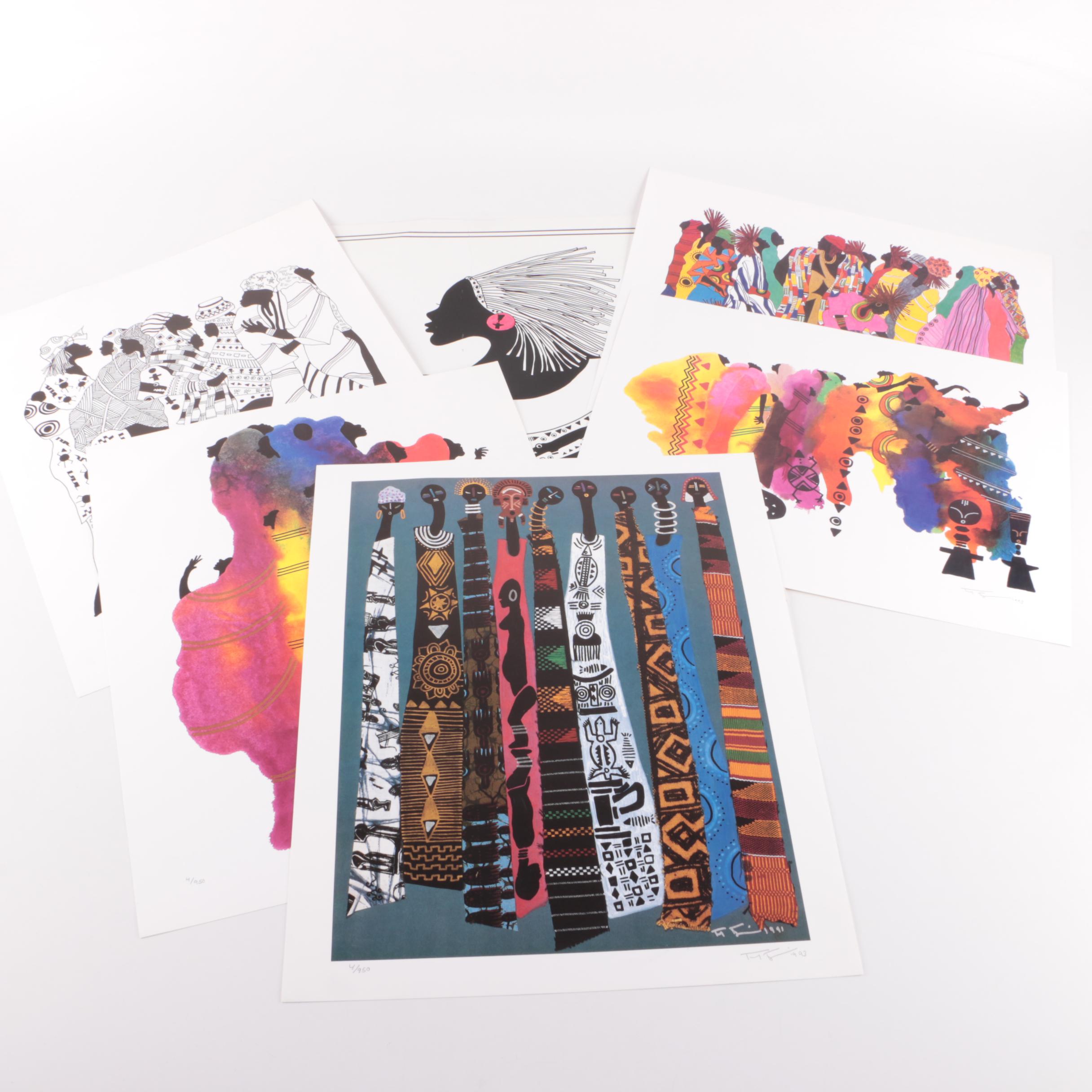 Frank Frazier Limited Edition Portfolio of Offset Lithograph Prints on Paper "Visions in Black: The Aisha"