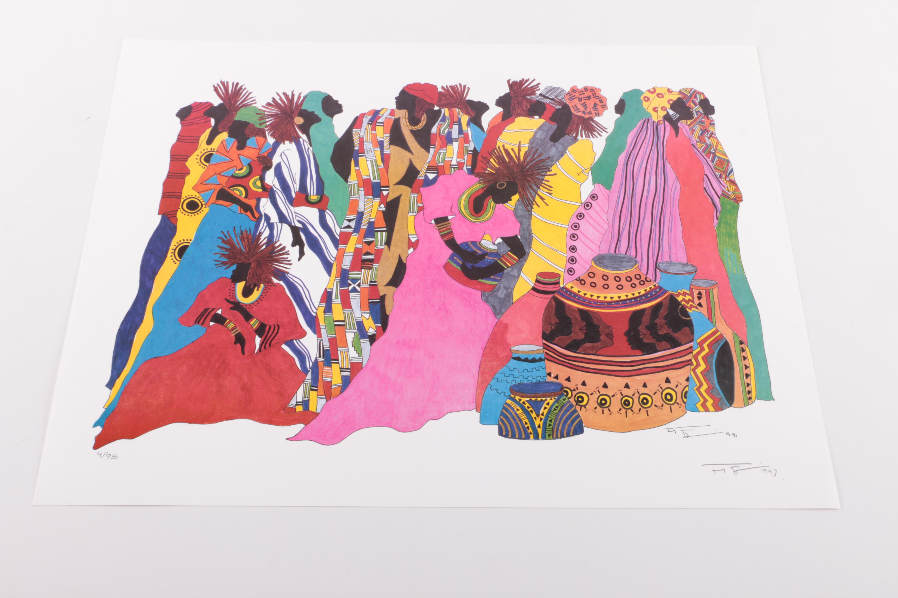 Frank Frazier Limited Edition Portfolio of Offset Lithograph Prints on Paper "Visions in Black: The Aisha"