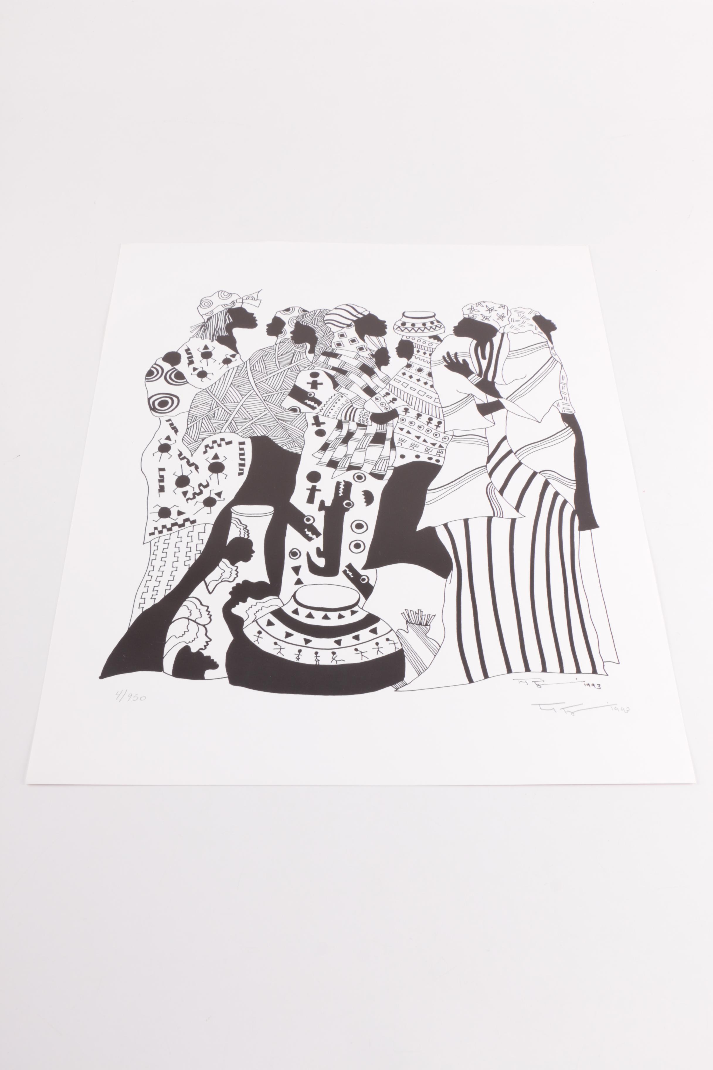 Frank Frazier Limited Edition Portfolio of Offset Lithograph Prints on Paper "Visions in Black: The Aisha"