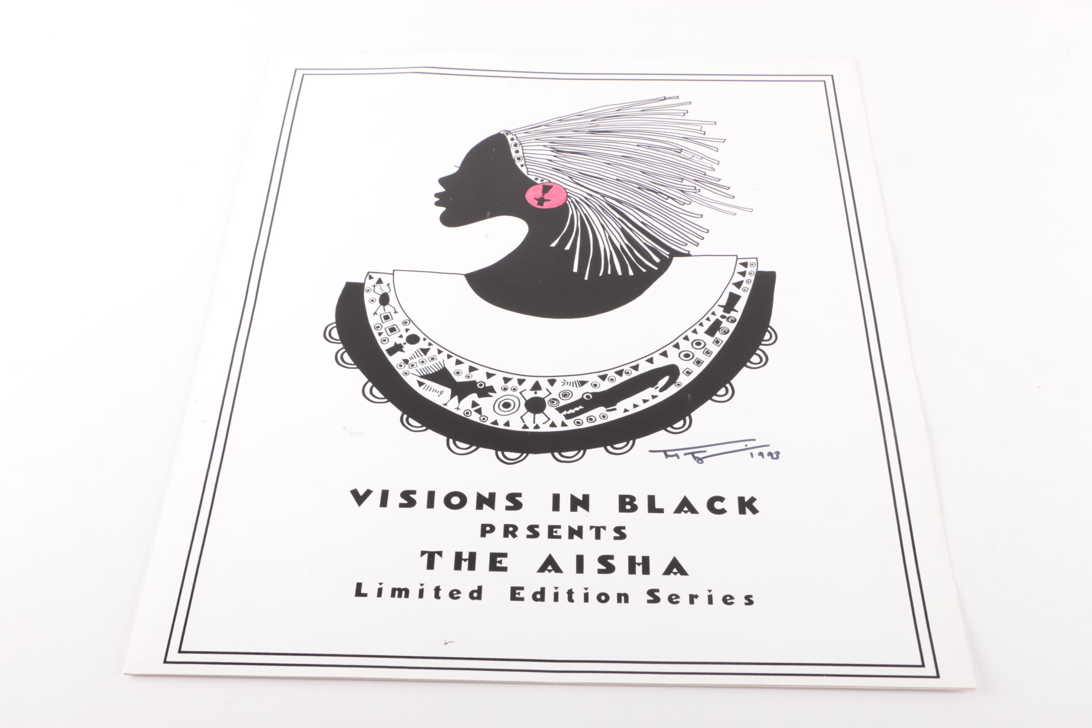 Frank Frazier Limited Edition Portfolio of Offset Lithograph Prints on Paper "Visions in Black: The Aisha"