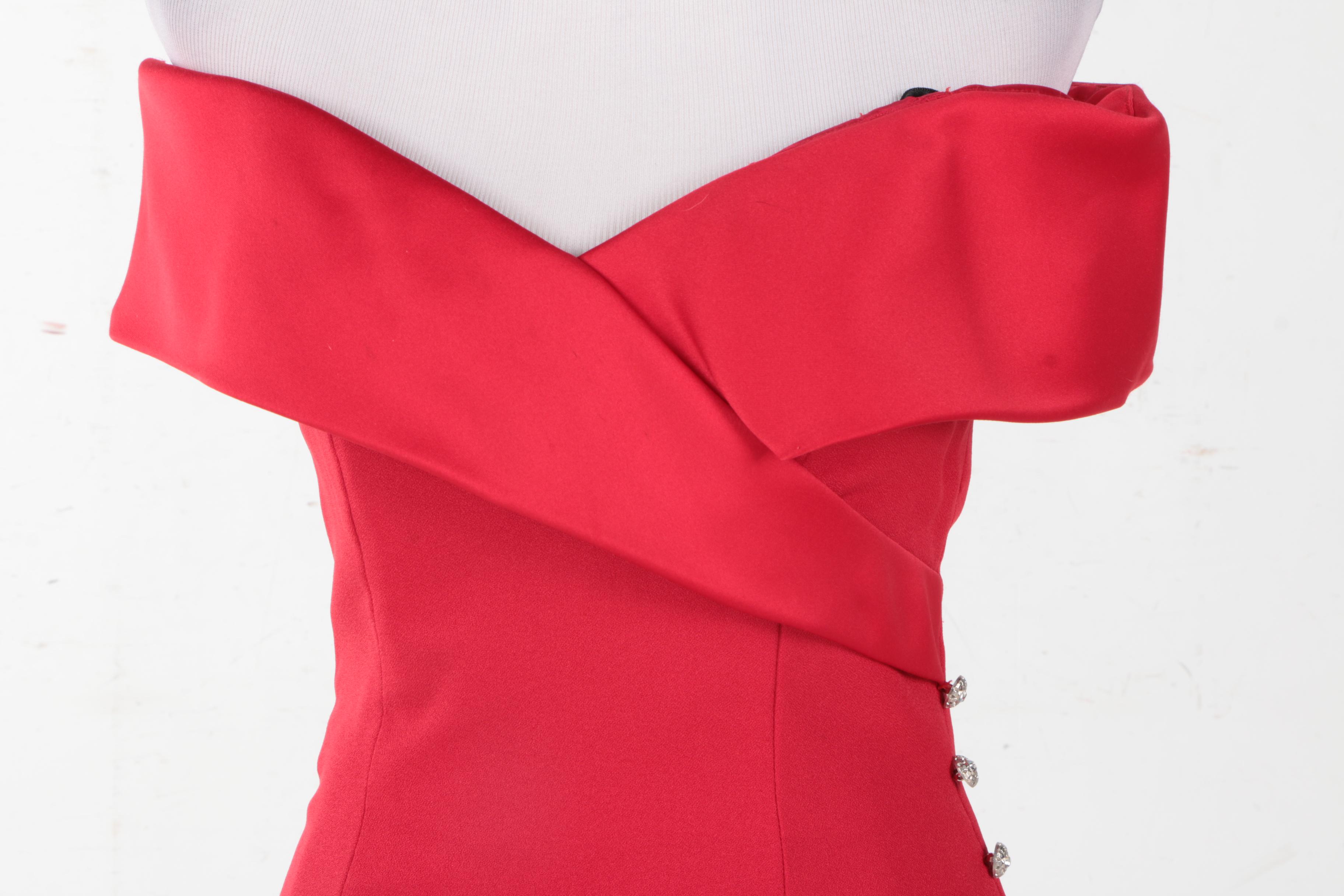 Women's Off Shoulder Red Evening Gown by Alex Evenings