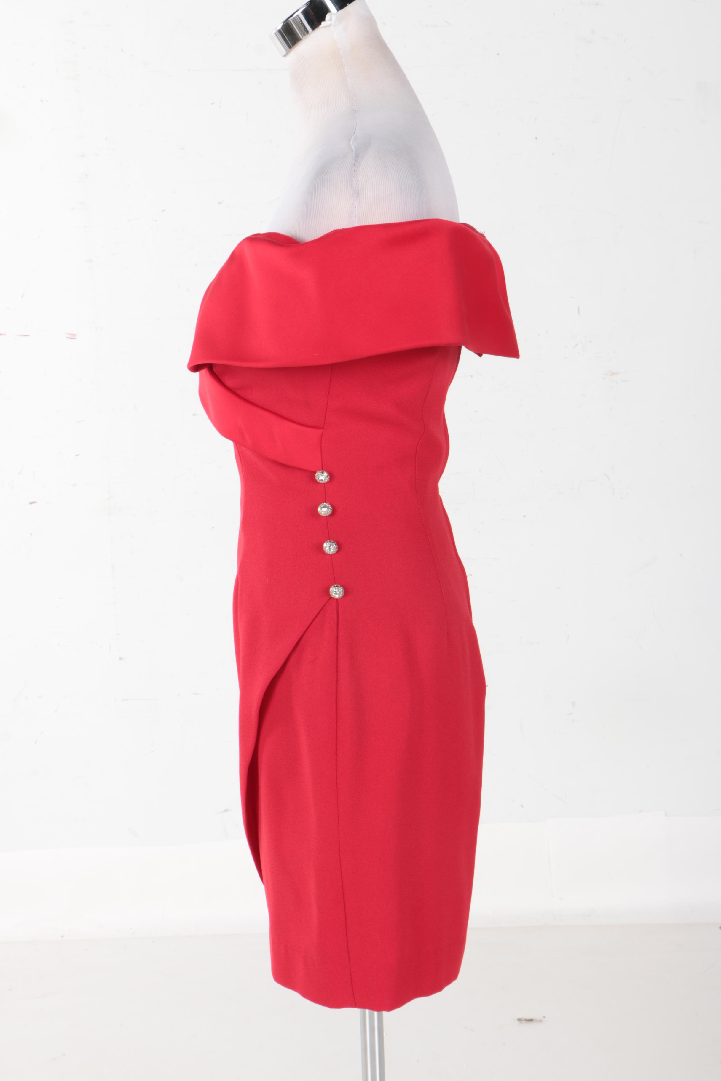 Women's Off Shoulder Red Evening Gown by Alex Evenings