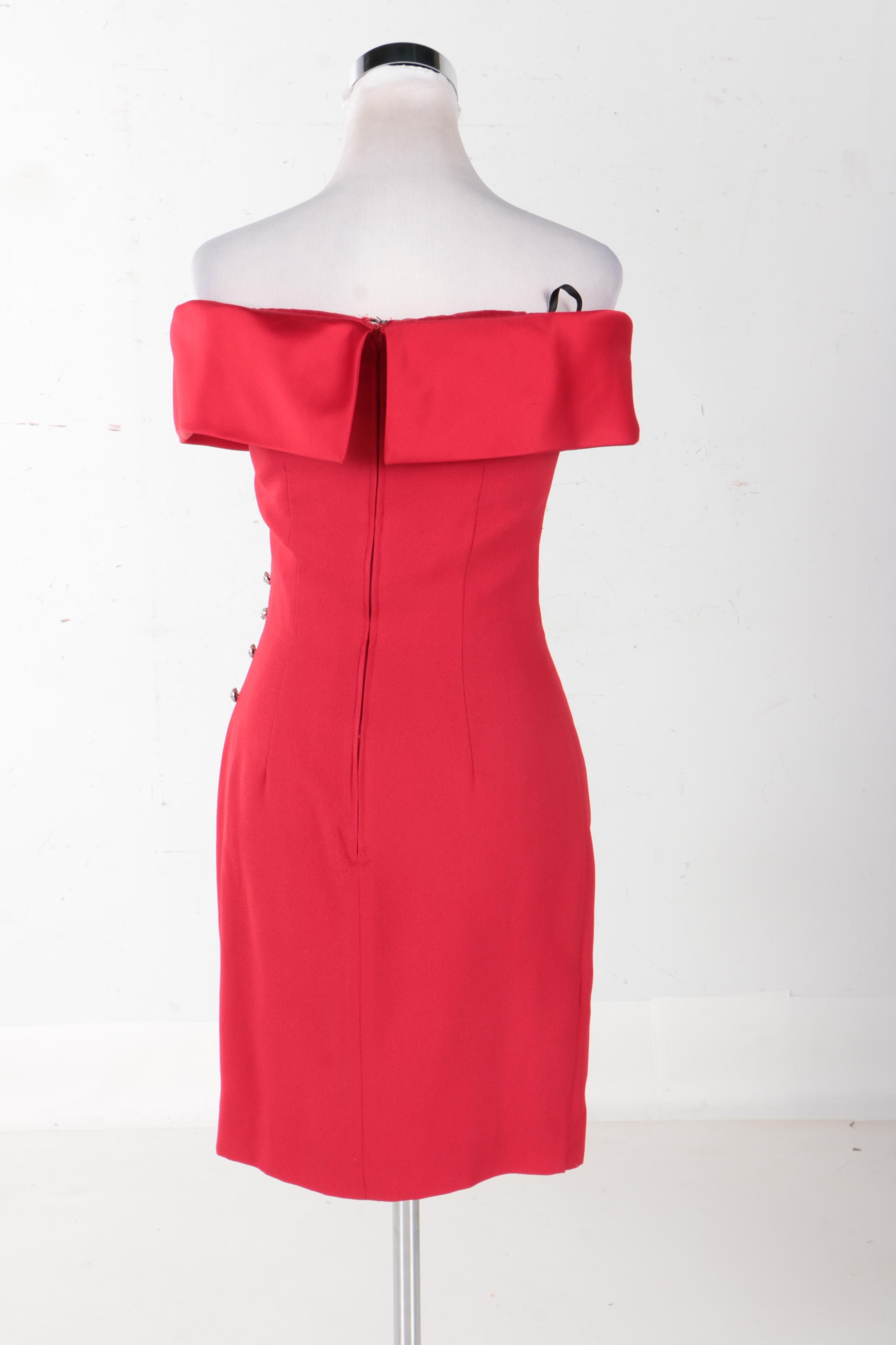 Women's Off Shoulder Red Evening Gown by Alex Evenings