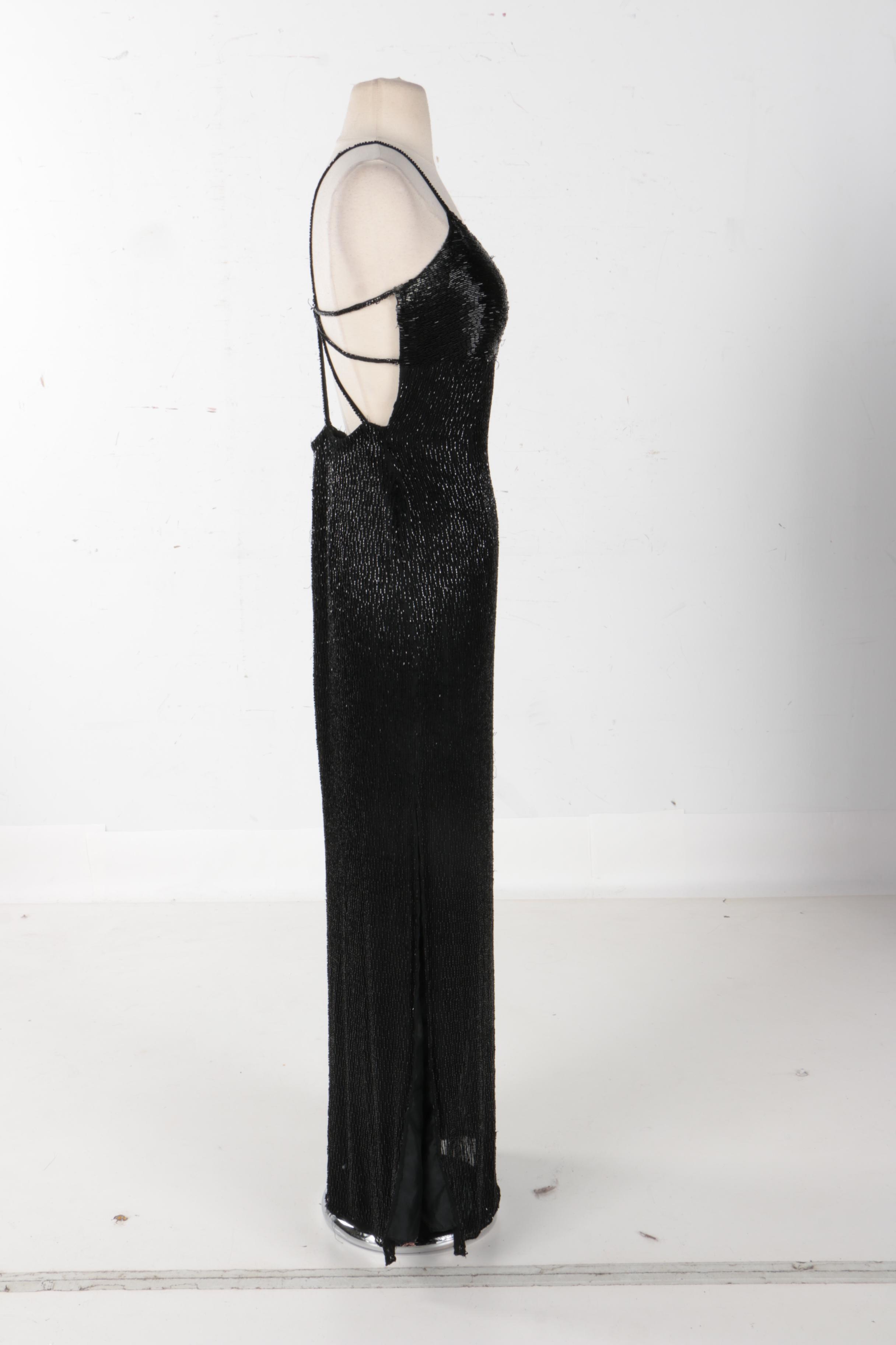 Cache Beaded Black Gown